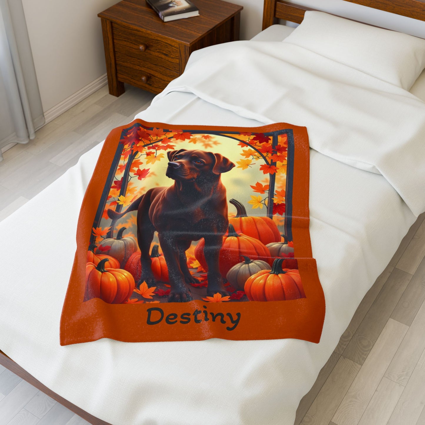 Labrador Retriever Chocolate Coat Velveteen Plush Blanket, Custom Plush Dog Throw for Labs