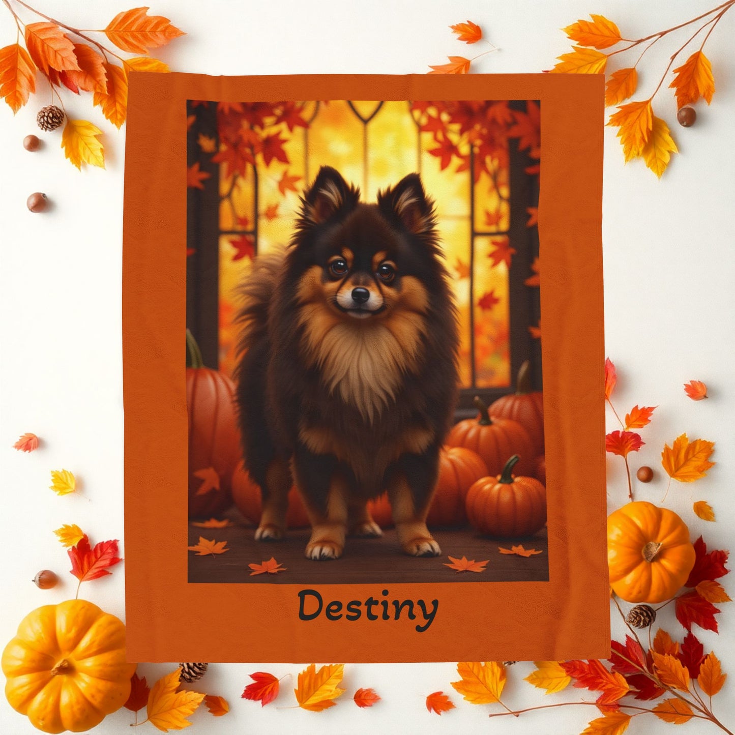 Chocolate and Tan Pomeranian velveteen plush blanket, cozy pet parent throw, dog lover blanket home accessory