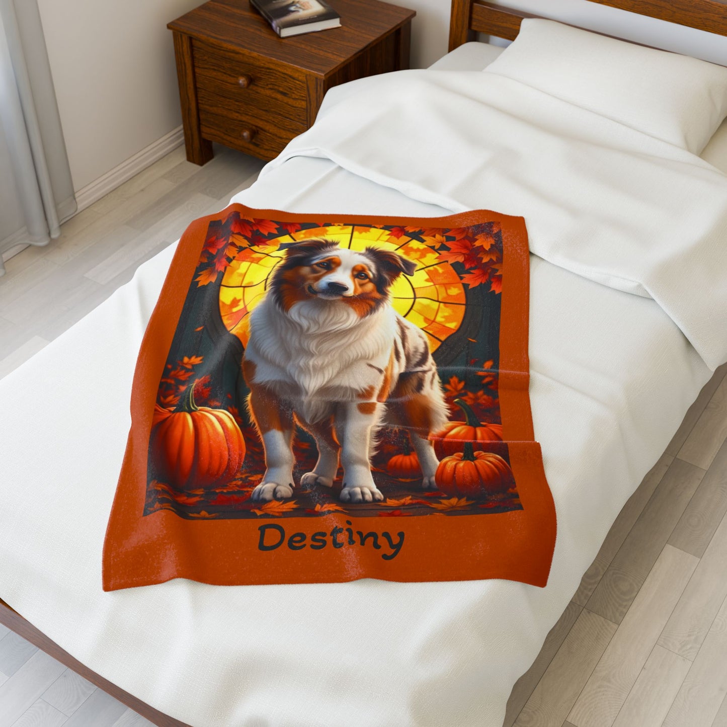 Australian Shepherd Red Merle Coat Velveteen Blanket, Personalized Dog Throw, Custom Herding Breed Gift