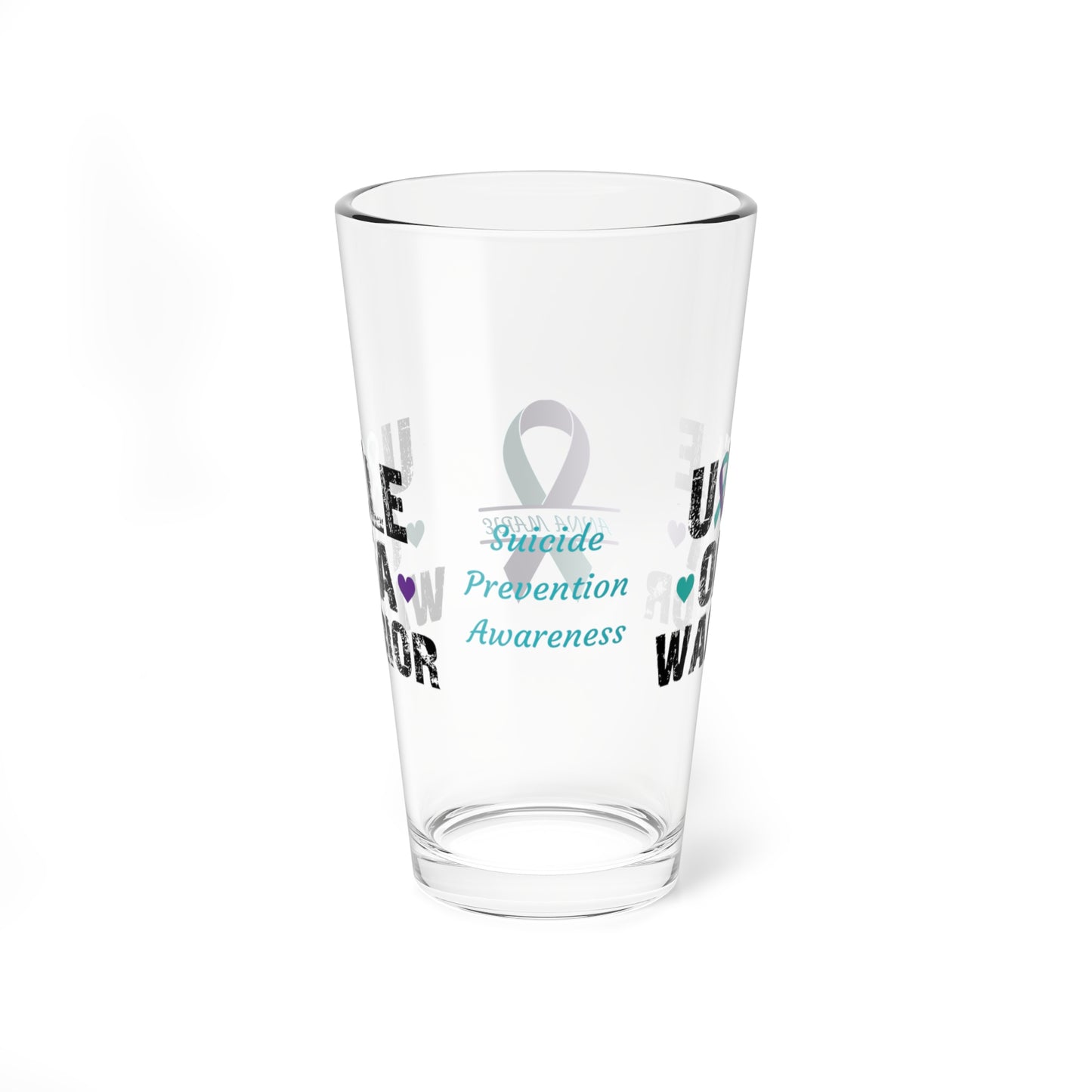 Uncle of a Warrior: Personalized Suicide Prevention Awareness Warrior Pint Glass - Proud Family Member