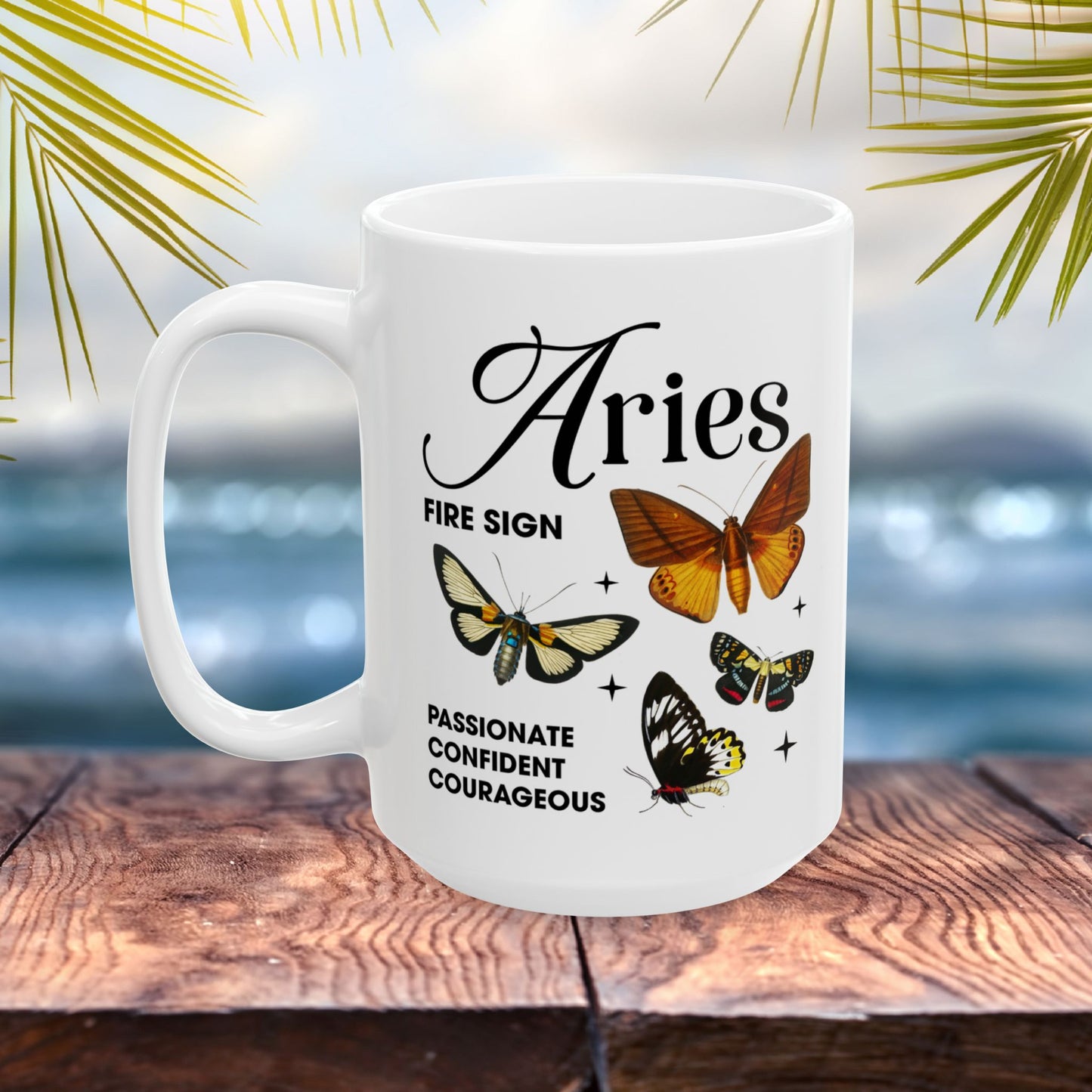 Aries zodiac mug, custom horoscope coffee cup, astrology birthday gift for Aries star sign fans