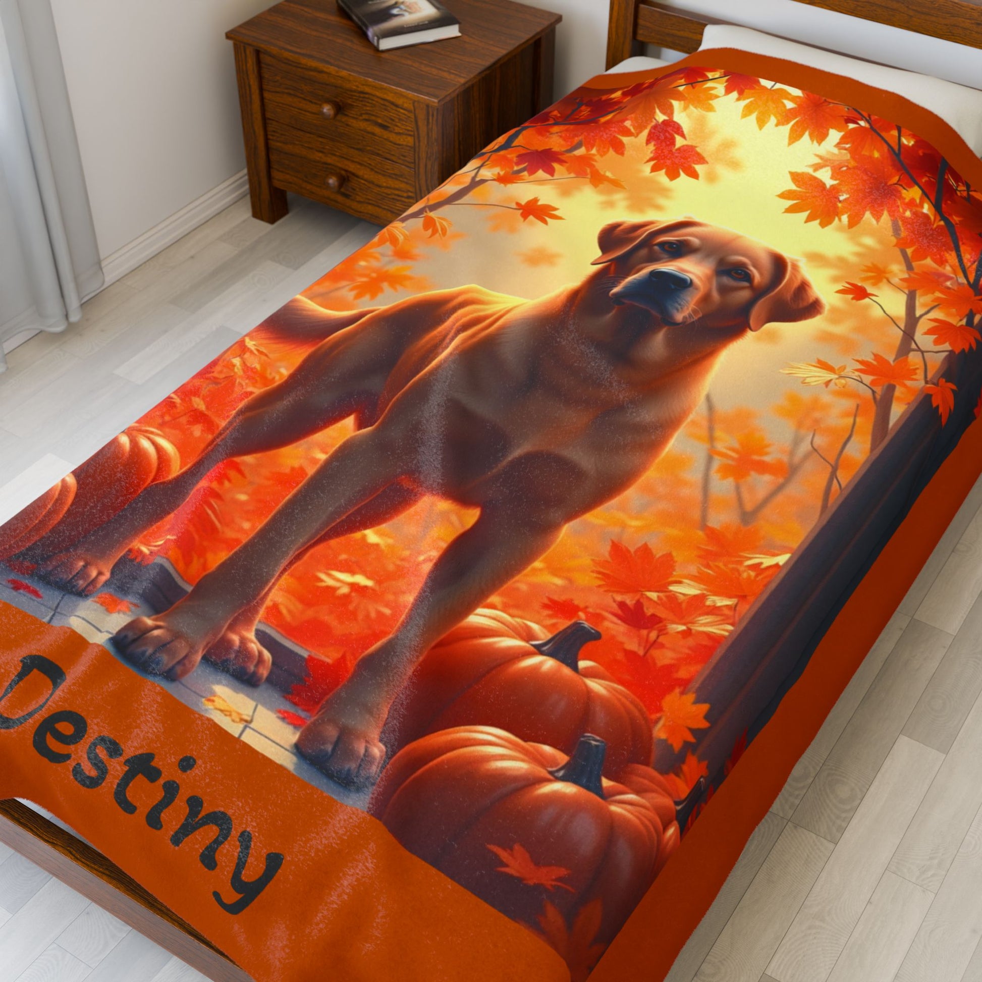 Labrador Retriever Fox Red Coat Velveteen Plush Blanket, Custom Dog Throw for Lab Fans