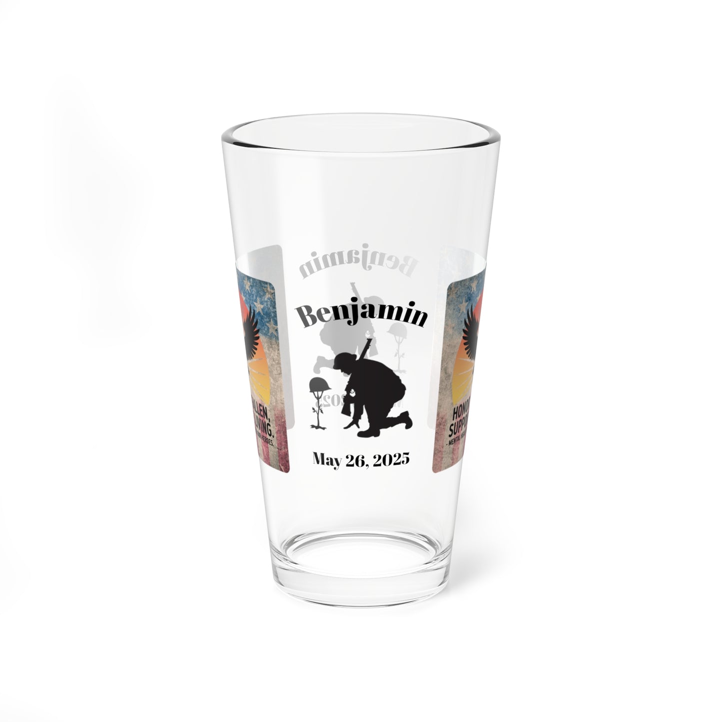 Personalized Memorial Day Pint Glass - "Honor The Fallen", PTSD Awareness Gift for Veterans & Memorial Days