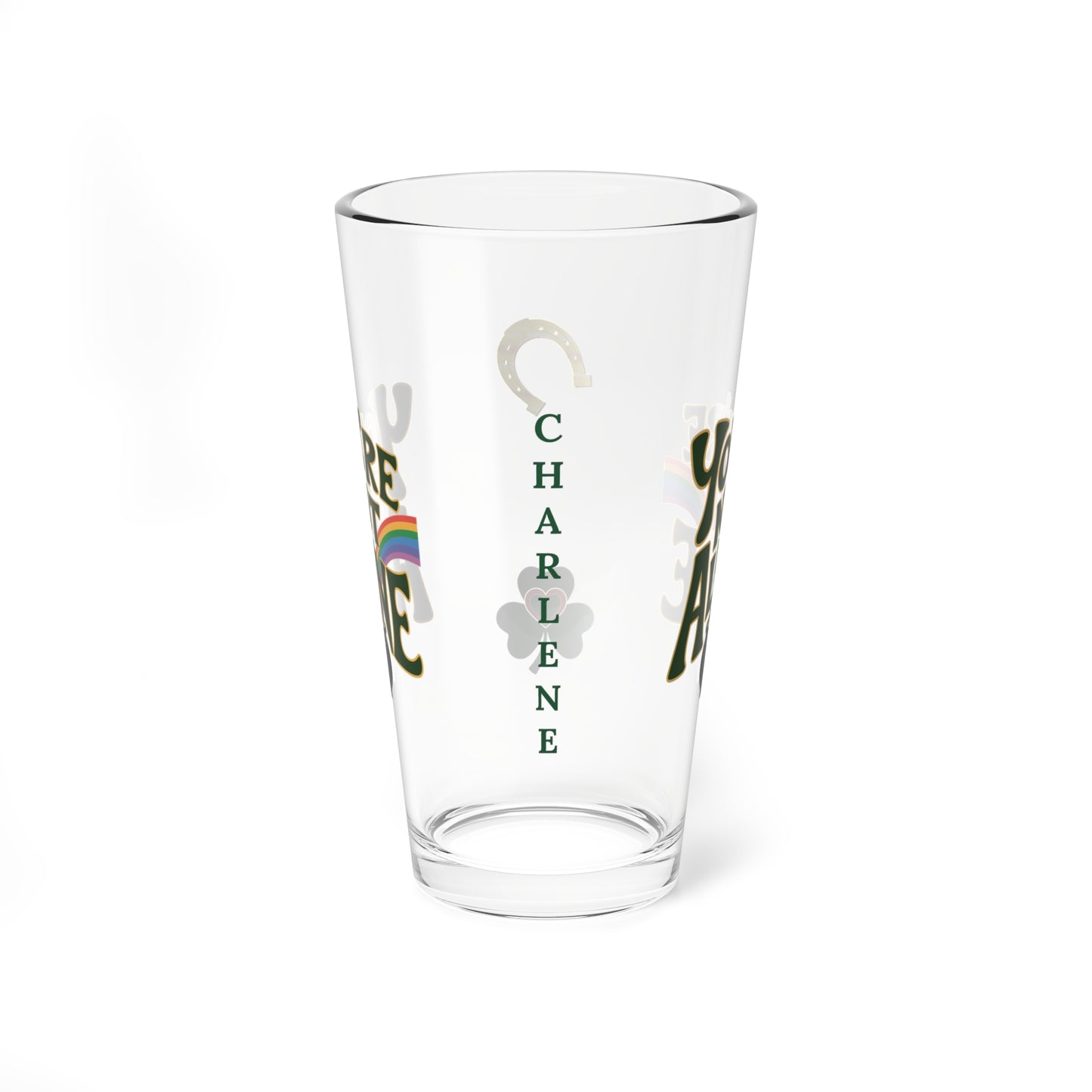You're Not Alone: Personalized St. Patrick's Day Pint Glass - Customizable Name for Happiness and Positivity