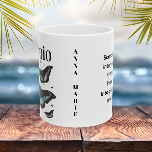 Shop our scorpio zodiac white ceramic mug 11oz 15oz featuring the 15oz style option from MySisterIsASurvivor.