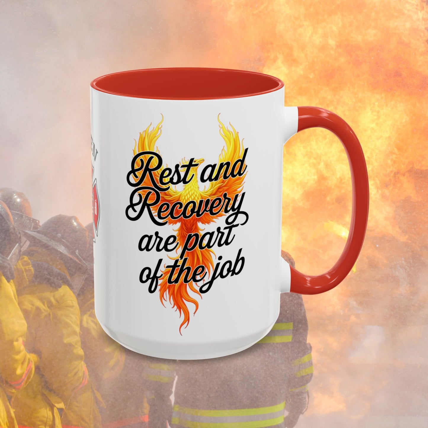 Rest and Recovery Matter burnout relief and healing mug for firefighters