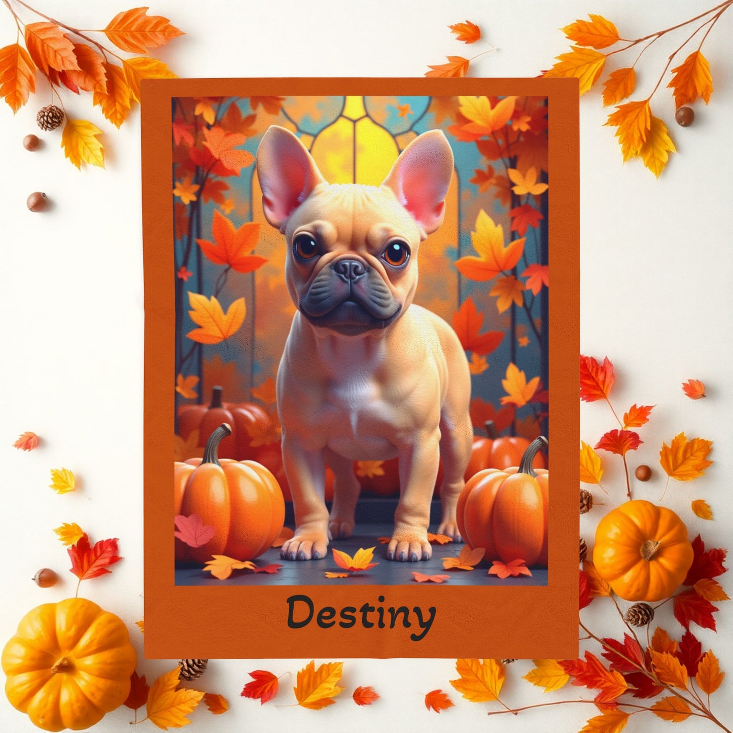 Fawn French Bulldog velveteen plush blanket, plush personalized dog throw for Frenchie parents - MySisterIsASurvivor