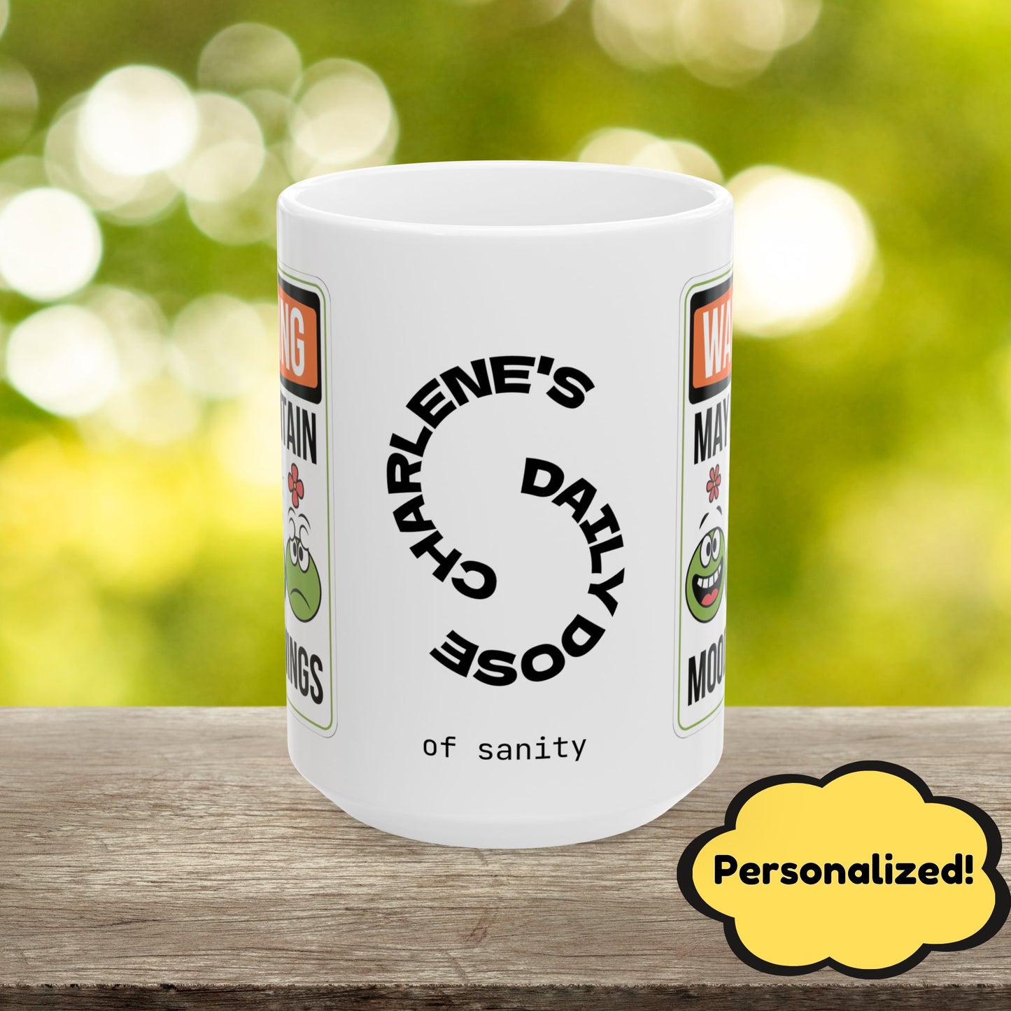 Warning May Contain Mood Swings Funny Mental Health Mug, Stylish Ceramic Coffee Cup, Positive Affirmation Gift, Anxiety Relief, Self-Care Mug, Therapist Office Décor