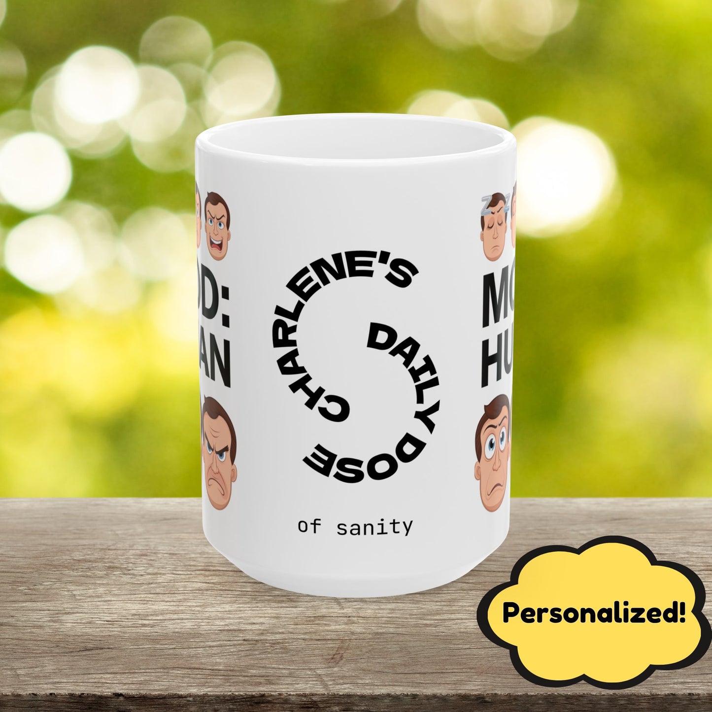 Mood: Human Funny Mental Health Mug, Stylish Ceramic Coffee Cup, Positive Affirmation Gift, Anxiety Relief, Self-Care Mug, Therapist Office Décor