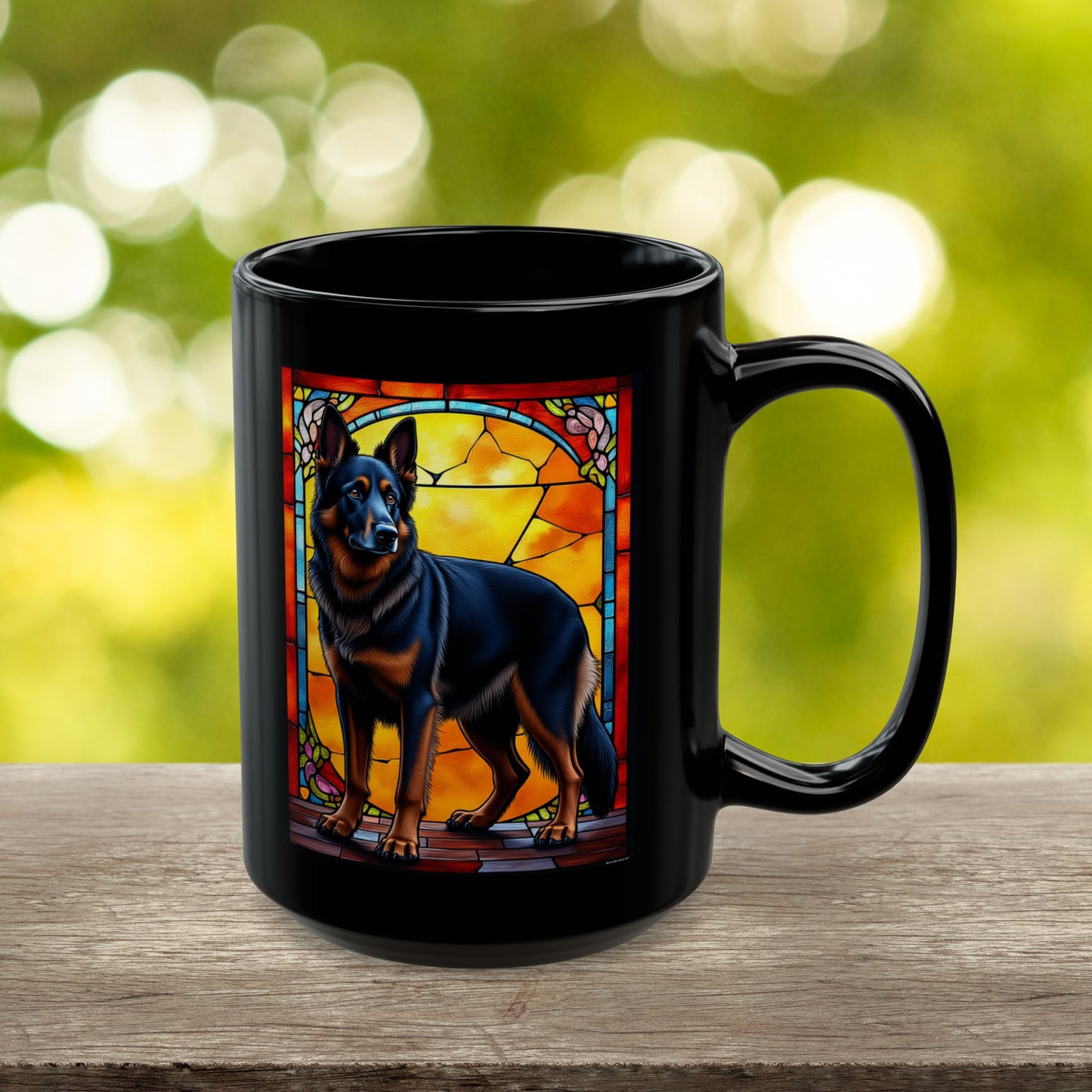 Black and red blanket German Shepherd name mug