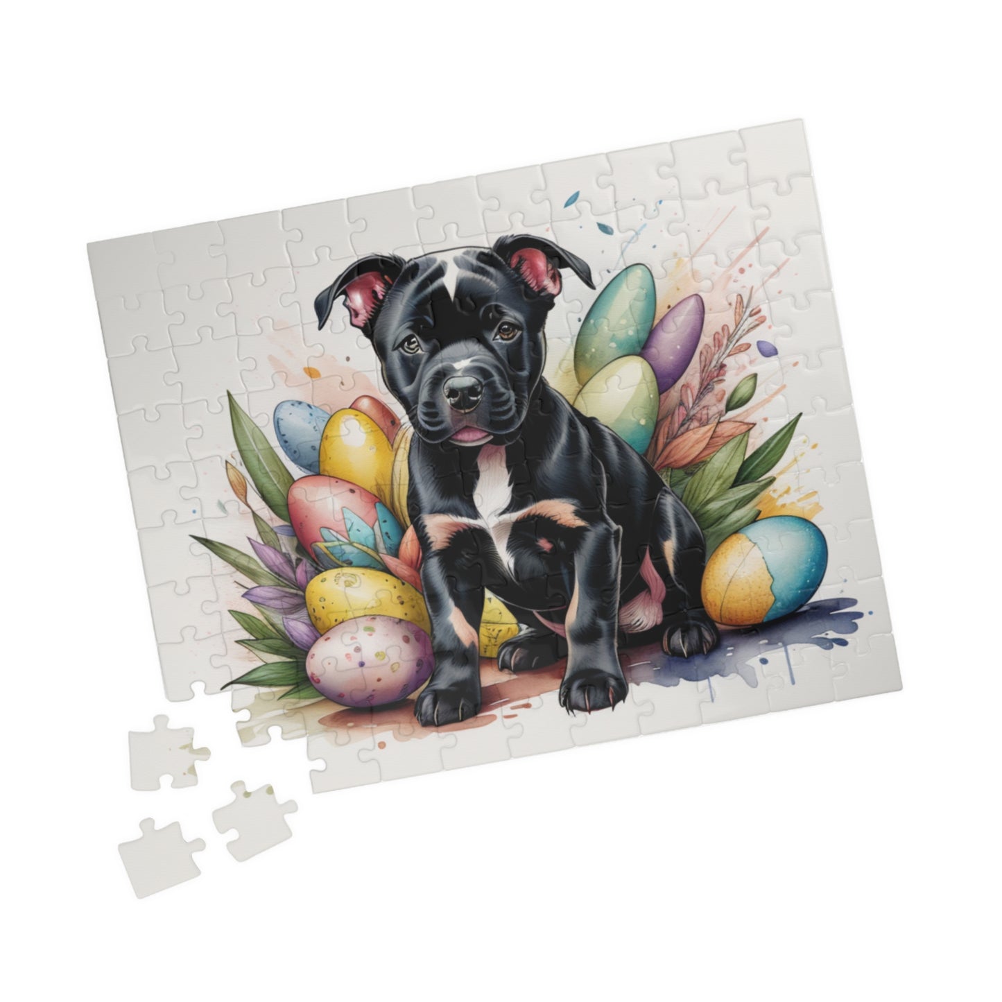 Pitbull (Black) Easter Puppy Puzzle - Dog Lovers, Mental Health Benefits, Holiday Fun, Mindfulness, Stress Relief, Festive Gift