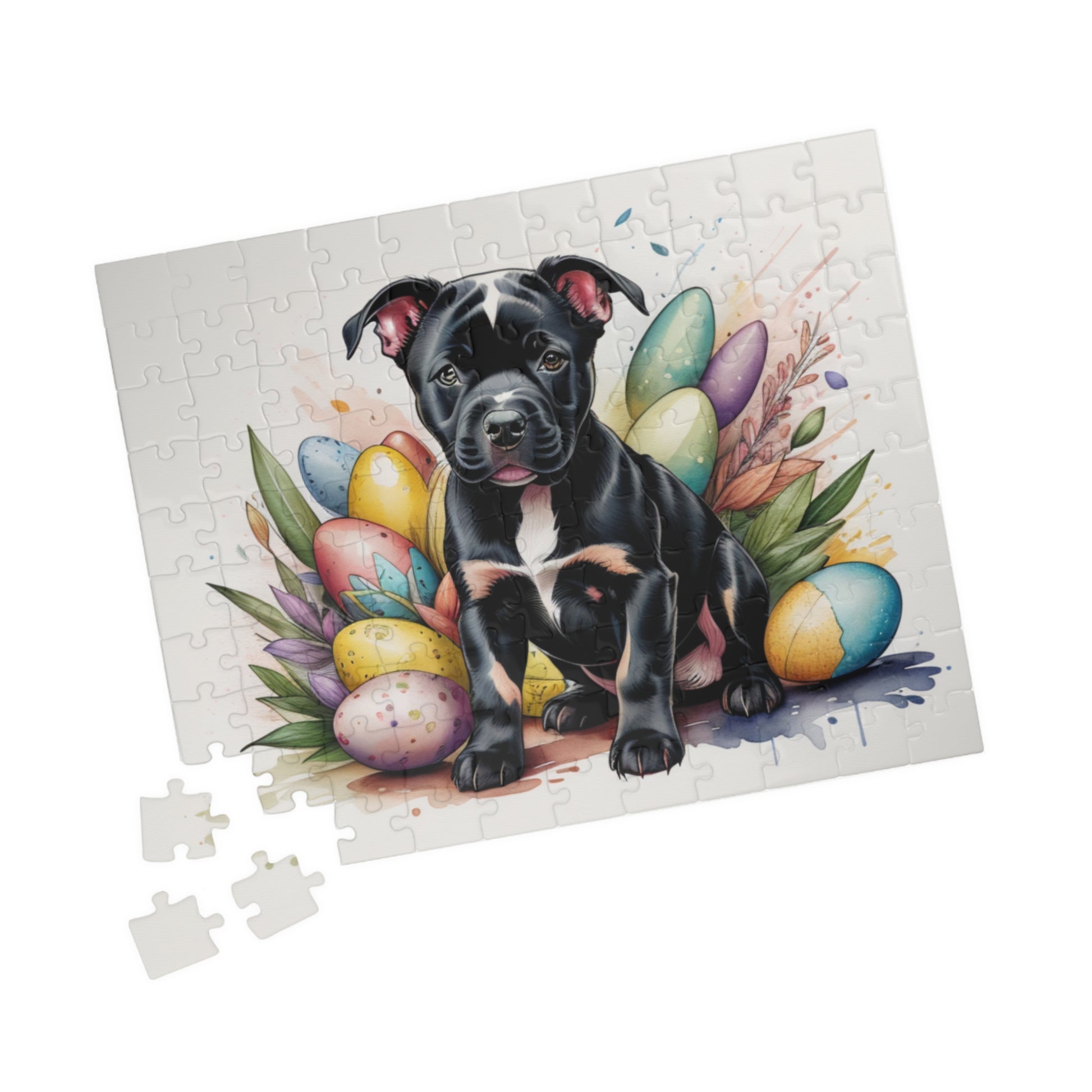 Pitbull (Black) Easter Puppy Puzzle - Dog Lovers, Mental Health Benefits, Holiday Fun, Mindfulness, Stress Relief, Festive Gift