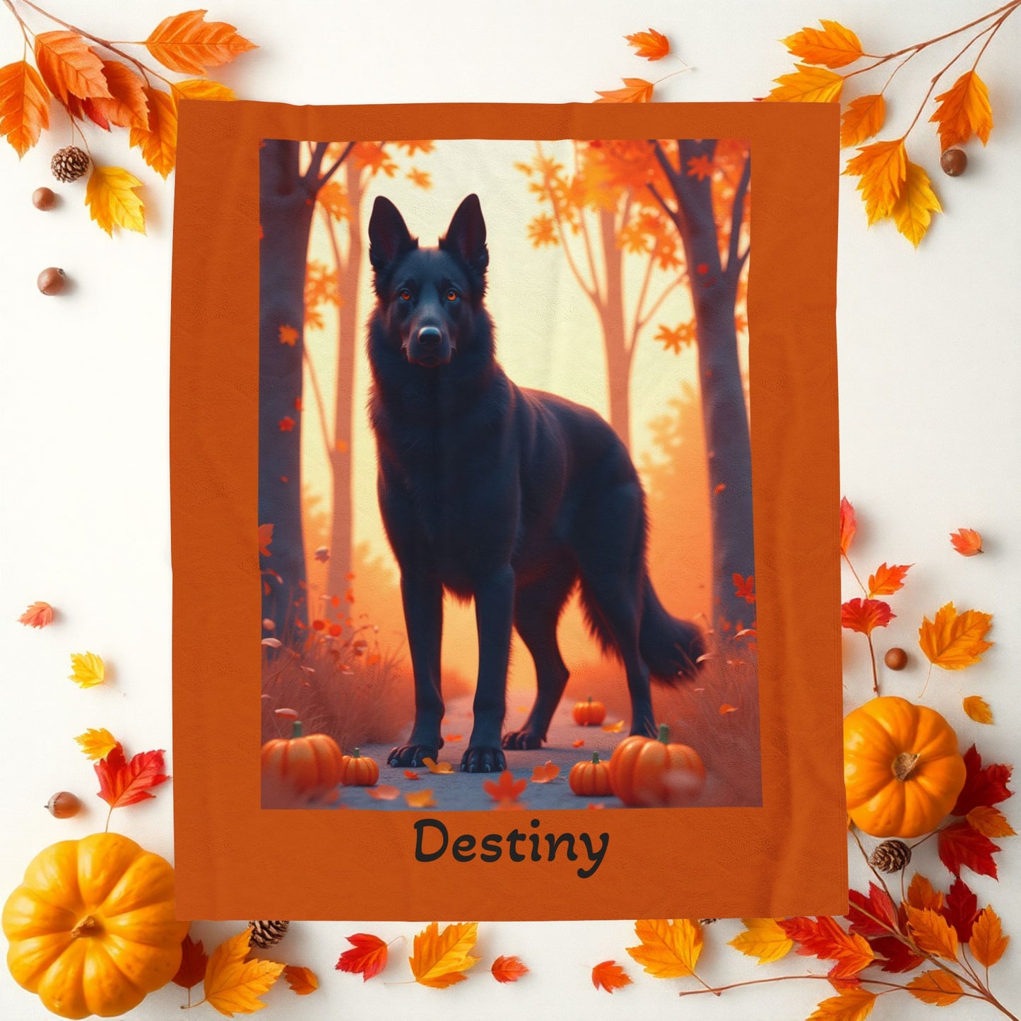 German Shepherd Black Coat Velveteen Blanket, Custom Plush Dog Throw, Personalized GSD Gift