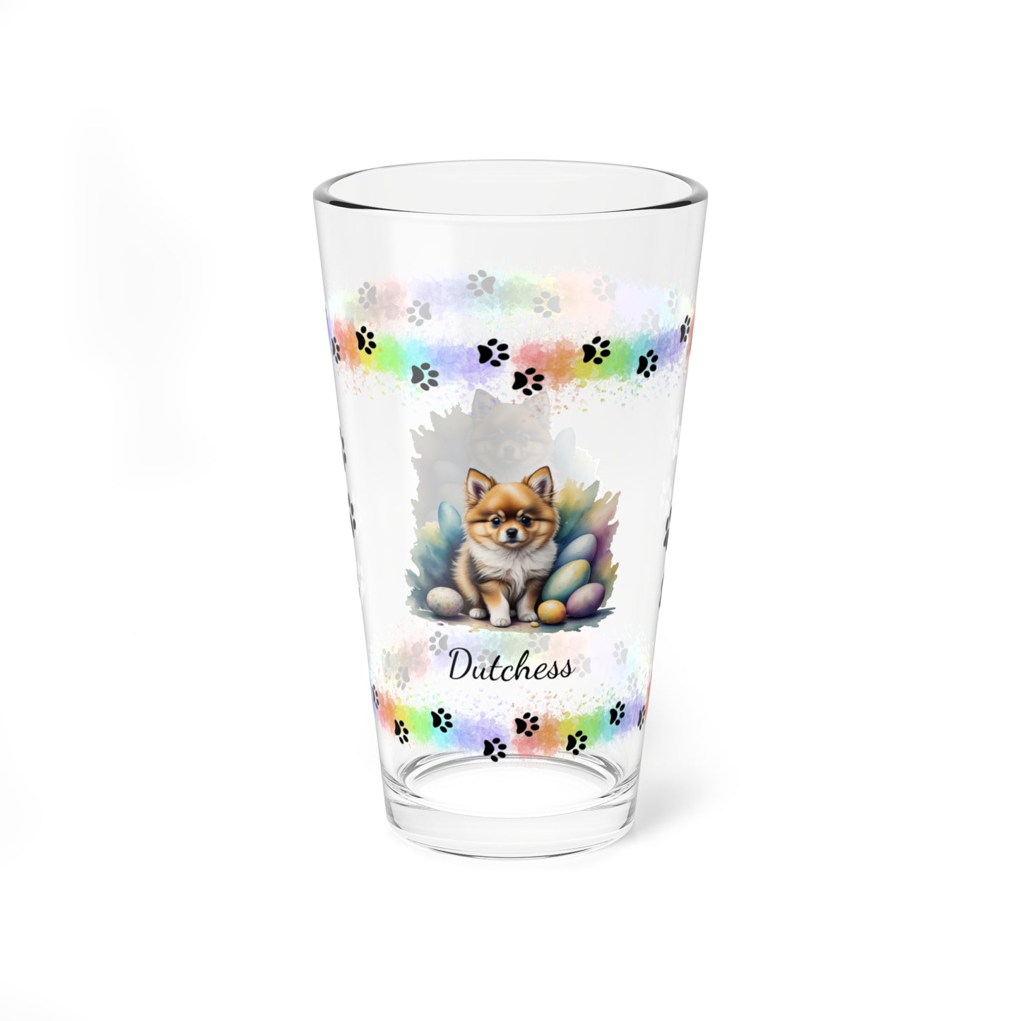 Pomeranian (Cream Sable) Personalized Easter Puppy 16oz Pint Glass - Custom Dog Design, Mental Health Gift, Easter Décor, and Festive Celebrations