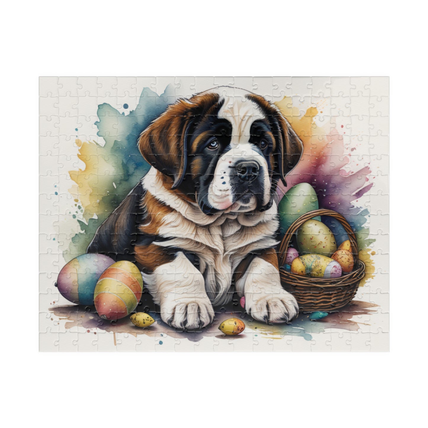Saint Bernard Easter Puppy Puzzle - Dog Lovers, Mental Health Benefits, Holiday Fun, Mindfulness, Stress Relief, Festive Gift
