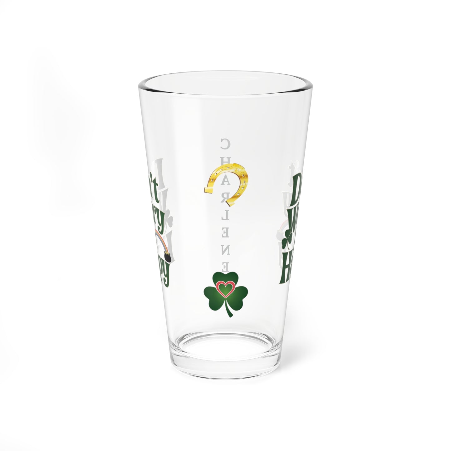 Don't Worry Be Happy: Personalized St. Patrick's Day Pint Glass - Customizable Name for Happiness and Positivity