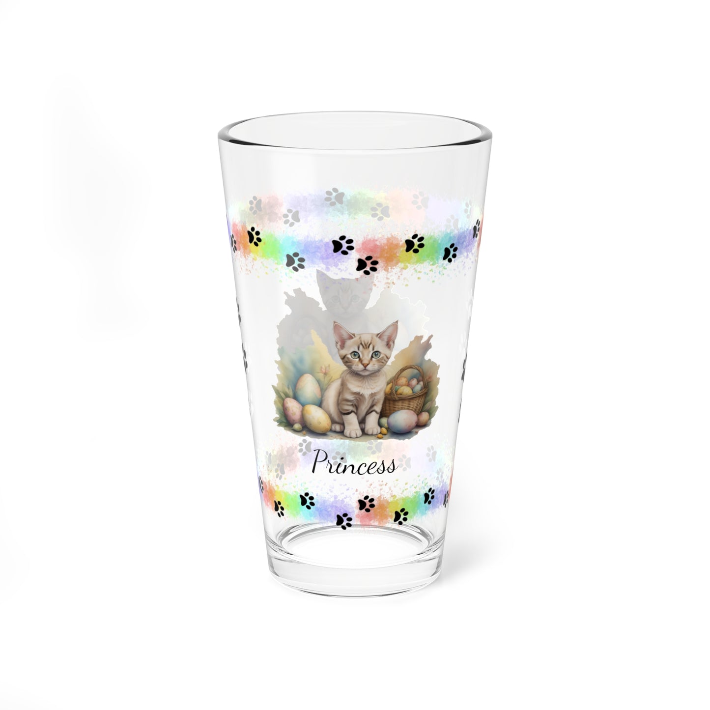Devon Rex Easter Kitten 16oz Pint Glass - Personalized Cat-Themed Gift, Mental Health Drinkware, Holiday Décor & Easter Celebration