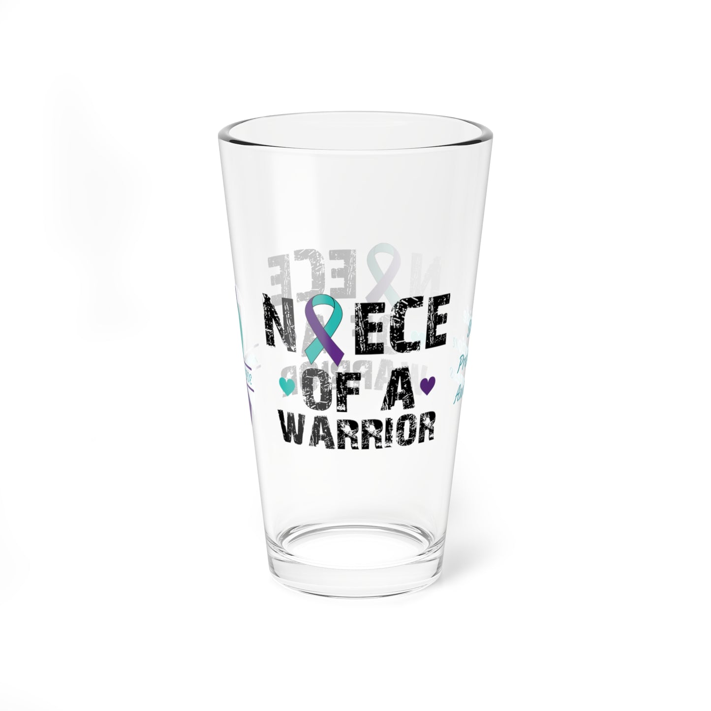 Niece of a Warrior: Personalized Suicide Prevention Awareness Warrior Pint Glass - Proud Family Member