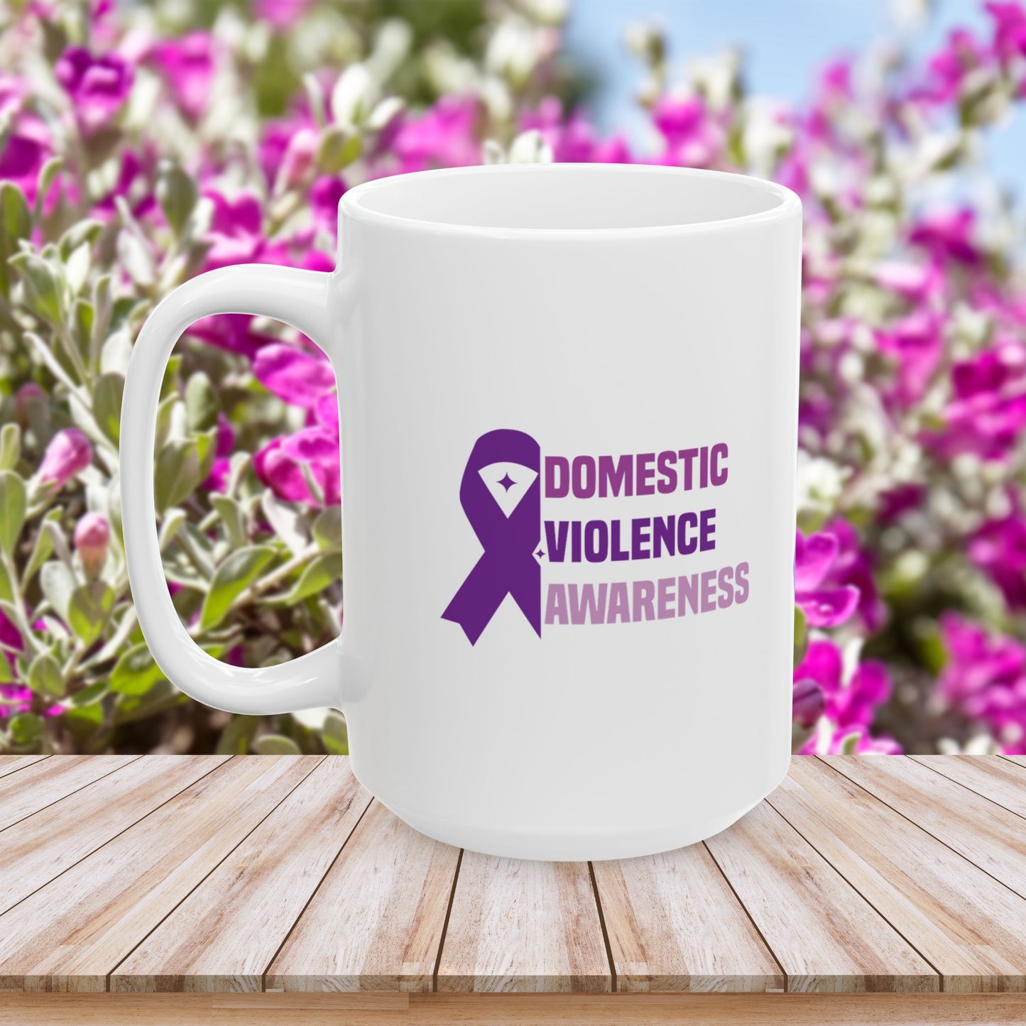 Domestic Violence Awareness Ceramic Mug - Support, Empowerment, Strength