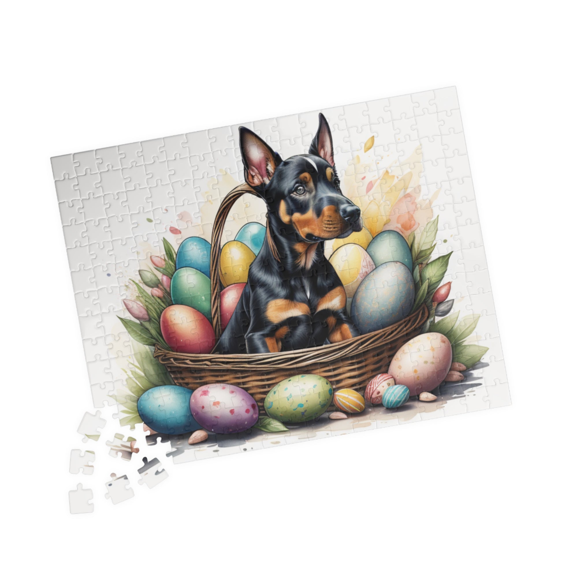 Doberman Easter Puppy Puzzle - Dog Lovers, Mental Health Benefits, Holiday Fun, Mindfulness, Stress Relief, Festive Gift