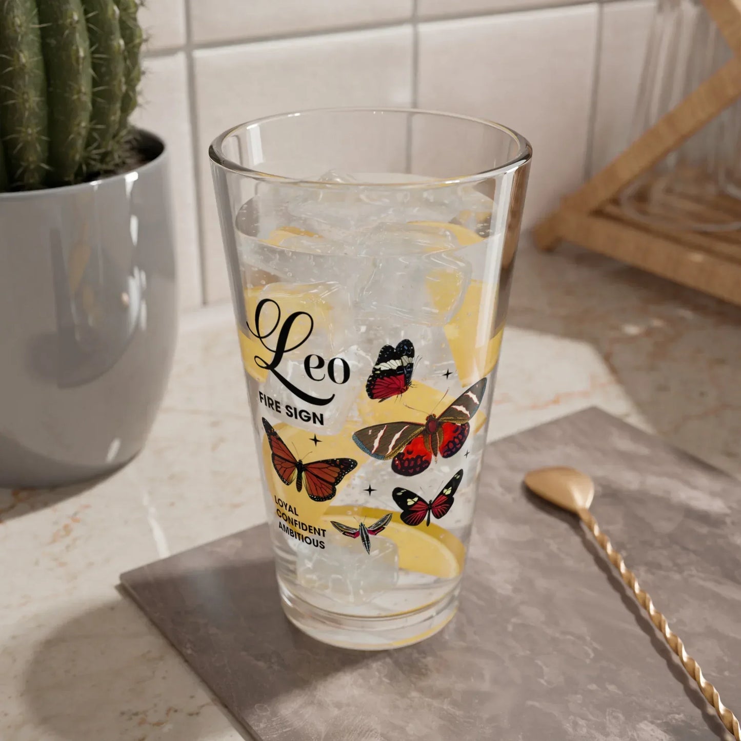 Shop our premium leo zodiac pint glass 16oz from MySisterIsASurvivor.