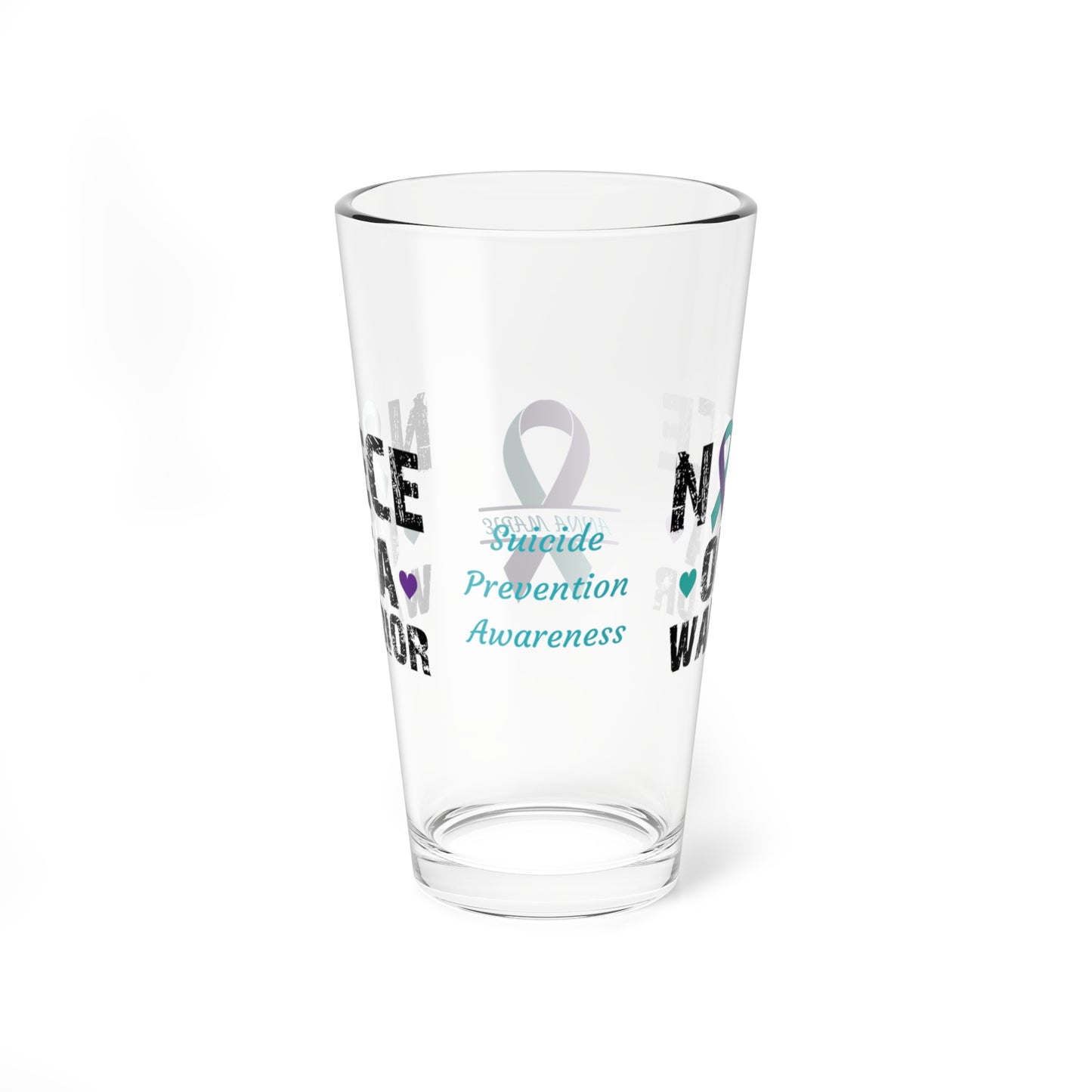 Niece of a Warrior: Personalized Suicide Prevention Awareness Warrior Pint Glass - Proud Family Member