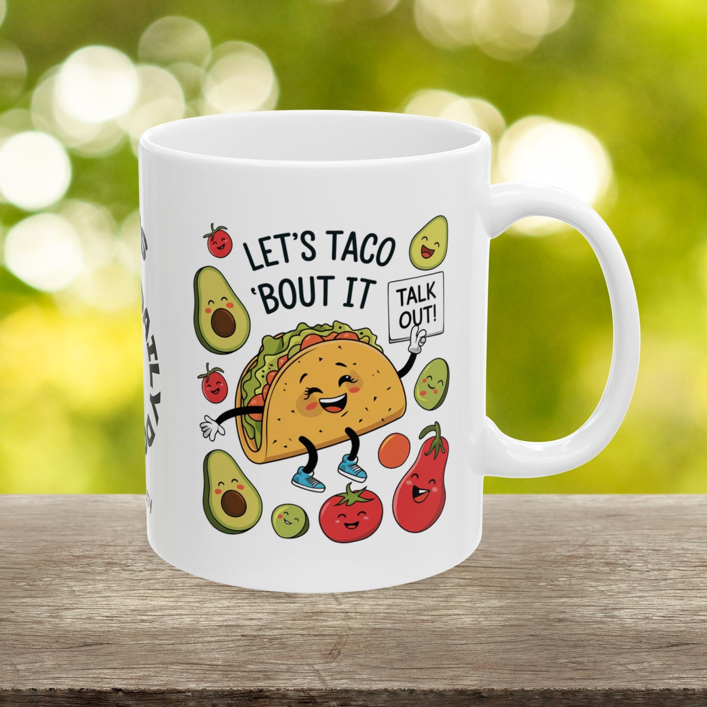 Let's Taco 'Bout It Funny Mental Health Mug, Stylish Ceramic Coffee Cup, Positive Affirmation Gift, Anxiety Relief, Self-Care Mug, Therapist Office Décor