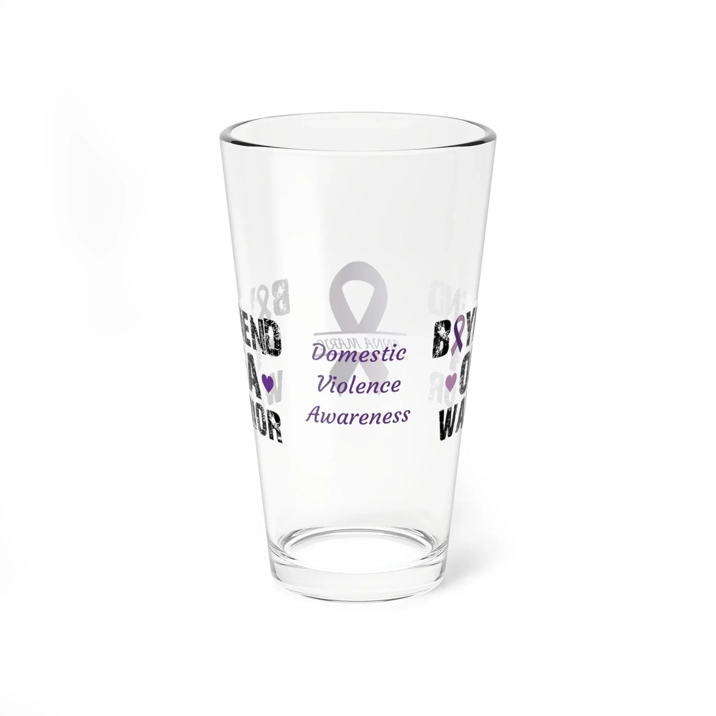 Shop our premium boyfriend of a warrior domestic violence awareness pint glass 16oz from MySisterIsASurvivor.