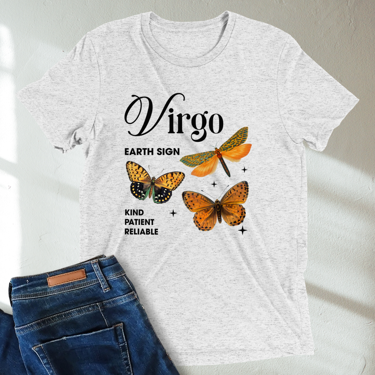 Virgo Butterfly Zodiac Unisex T-Shirt : Soft Tri-Blend Unisex Astrology Shirt | Celestial Horoscope Tee