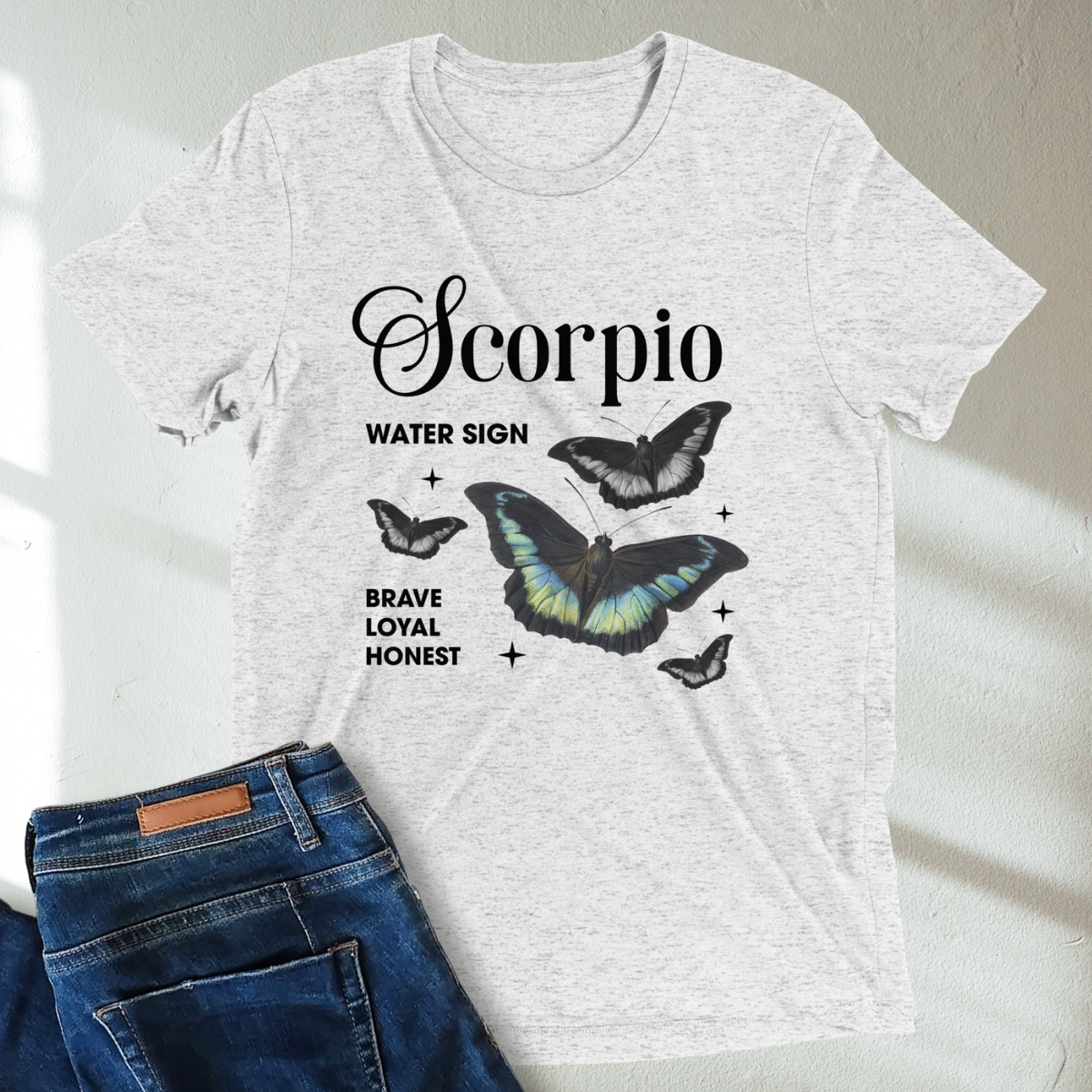 Scorpio Butterfly Zodiac Unisex T-Shirt : Soft Tri-Blend Unisex Astrology Shirt | Celestial Horoscope Tee