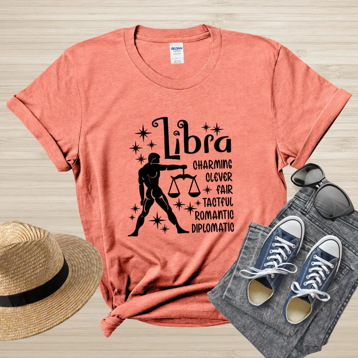 Shop our libra zodiac unisex softstyle t shirt featuring the White style option from MySisterIsASurvivor.