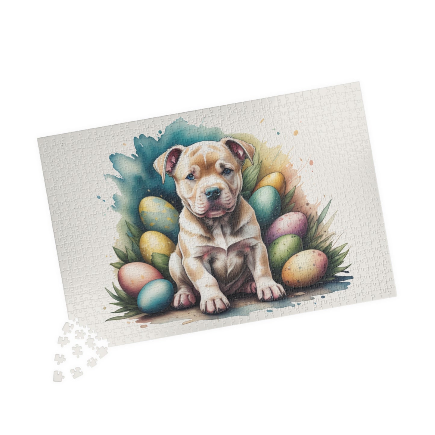 Pitbull (Fawn) Easter Puppy Puzzle - Dog Lovers, Mental Health Benefits, Holiday Fun, Mindfulness, Stress Relief, Festive Gift