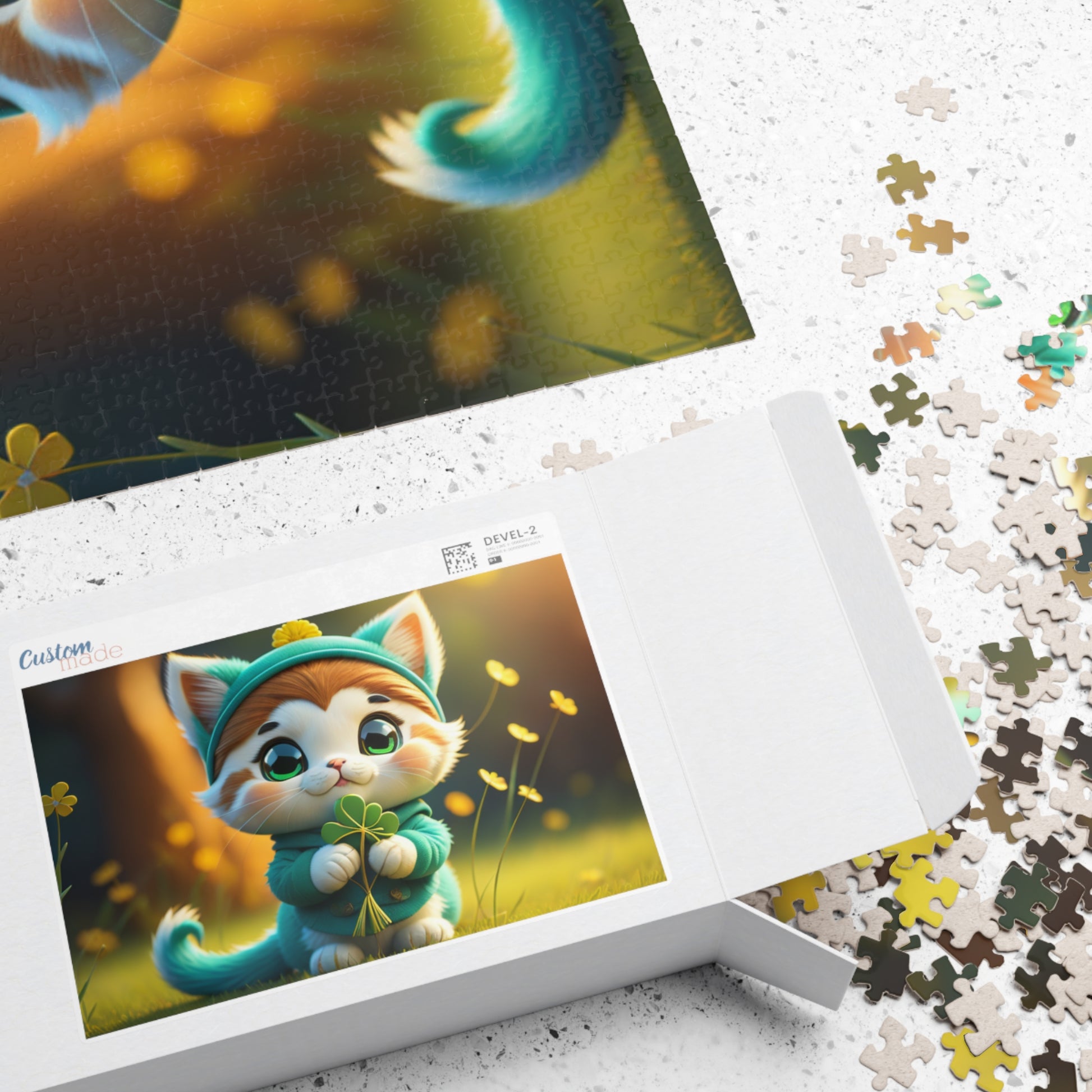 Serene Shamrock Kitty - St. Patrick's Day Mental Health Puzzle