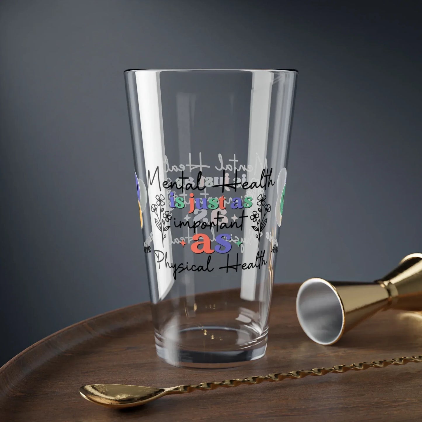Shop our premium mental health is just as important as physical health retro pint glass 16oz from MySisterIsASurvivor.
