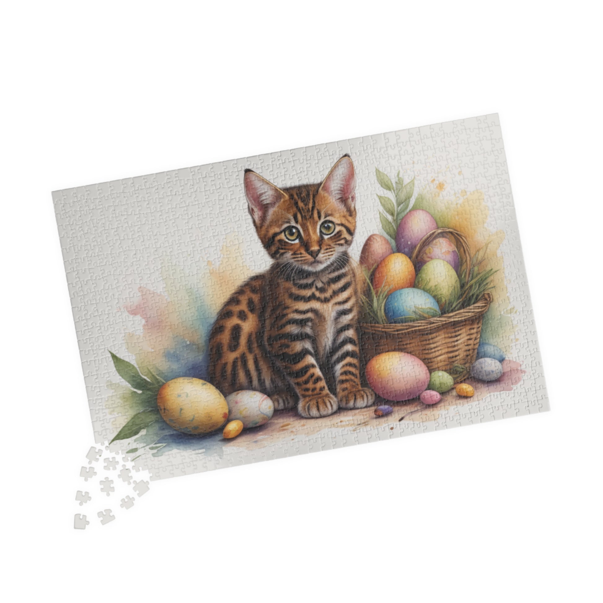 Bengal Easter Kitten Puzzle - Cat Lovers, Mental Health Benefits, Holiday Fun, Mindfulness, Stress Relief, Festive Gift
