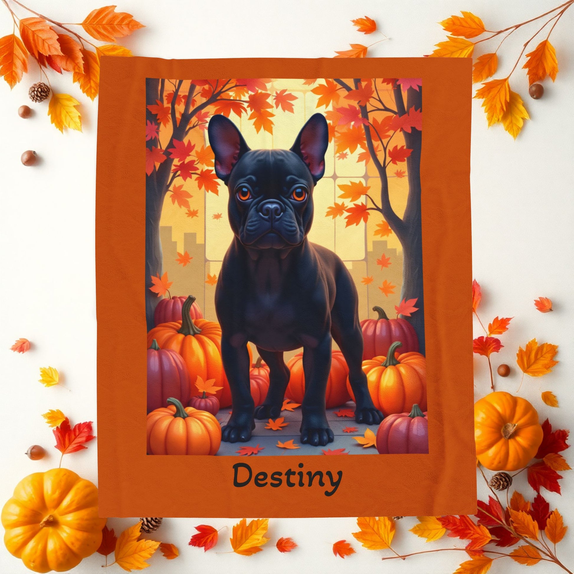 French Bulldog Black Coat Velveteen Blanket, Cozy Personalized Plush Dog Throw Gift