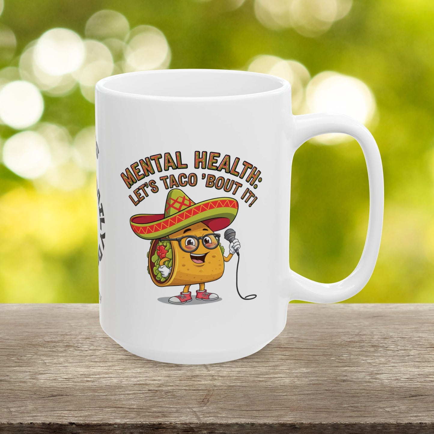 Mental Health: Let's Taco 'Bout It Funny Mental Health Mug, Stylish Ceramic Coffee Cup, Positive Affirmation Gift, Anxiety Relief, Self-Care Mug, Therapist Office Décor