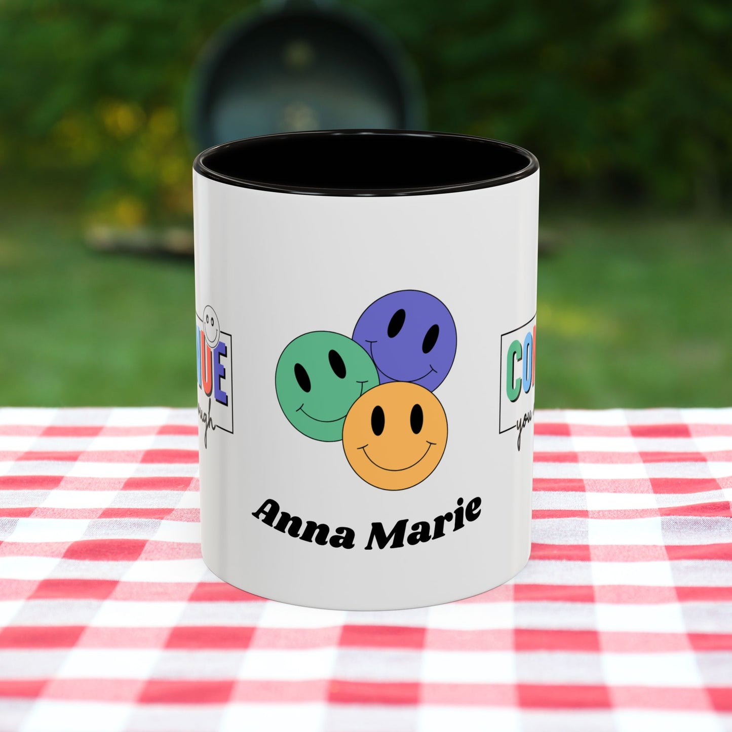 Continue, You Are Enough - Custom Retro Motivational Mug for Mental Health Support & Emotional Resilience
