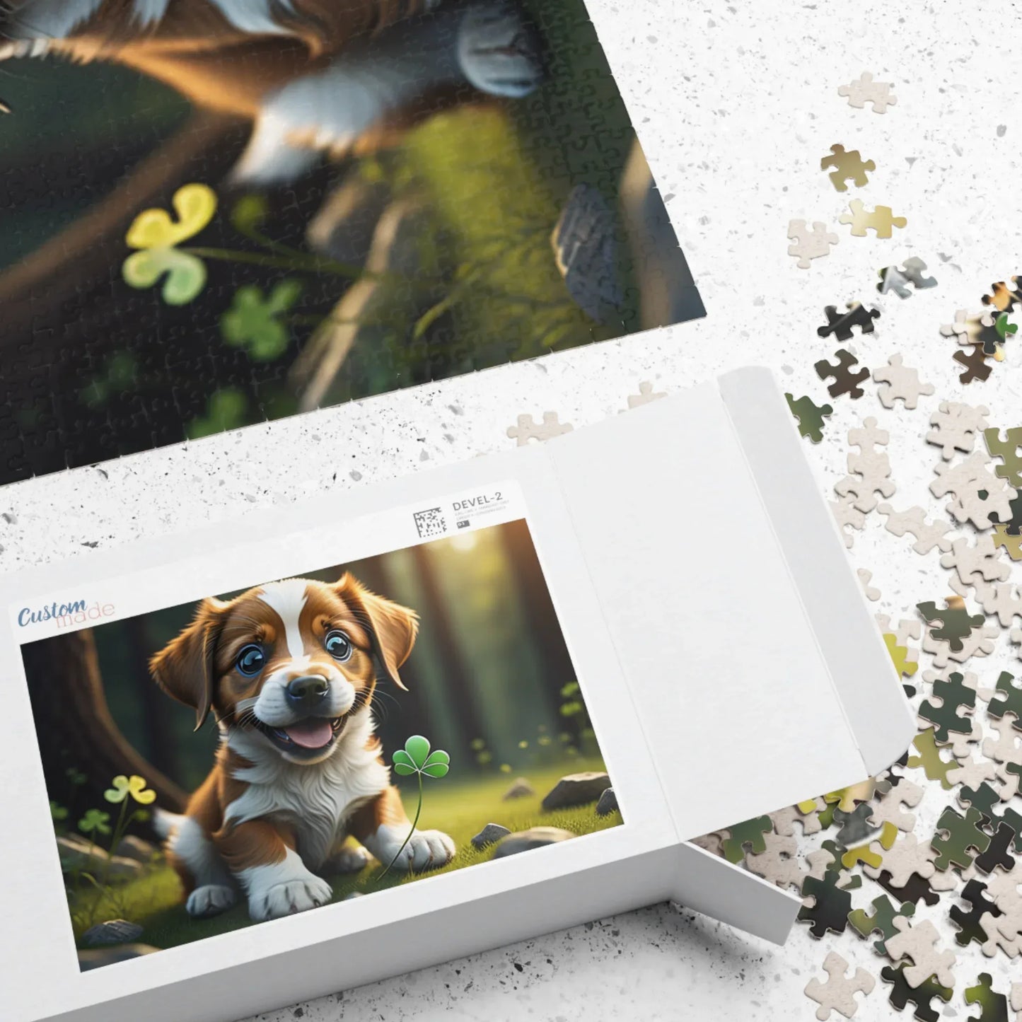 Shop our premium lucky leprechaun pup st patricks day mental health puzzle from MySisterIsASurvivor.