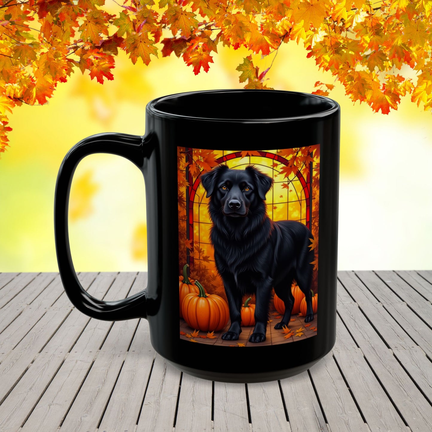 Australian Shepherd Black - Autumn coffee mug, custom herding dog lover gift for dog moms and dads