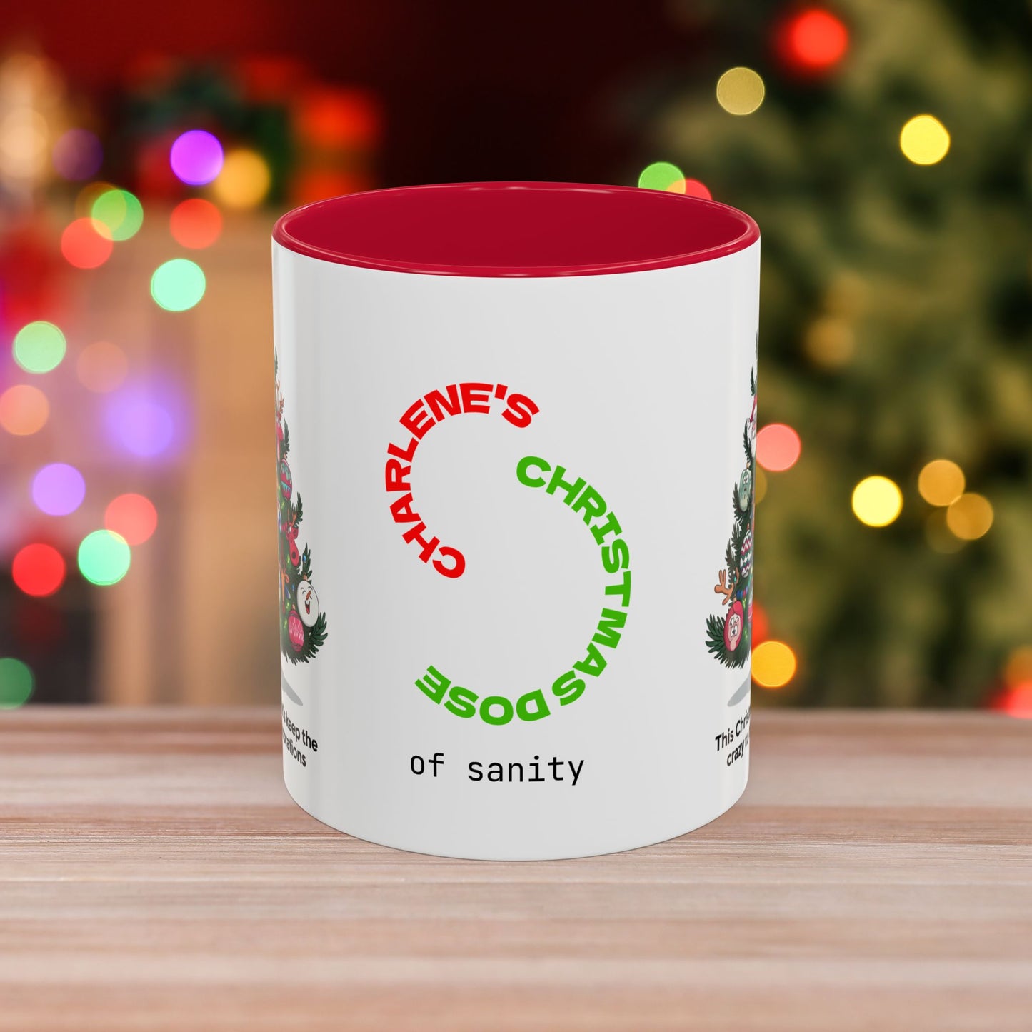 This Christmas, Let's Keep The Crazy To The Decorations - Humorous Christmas Mug with Accent Color