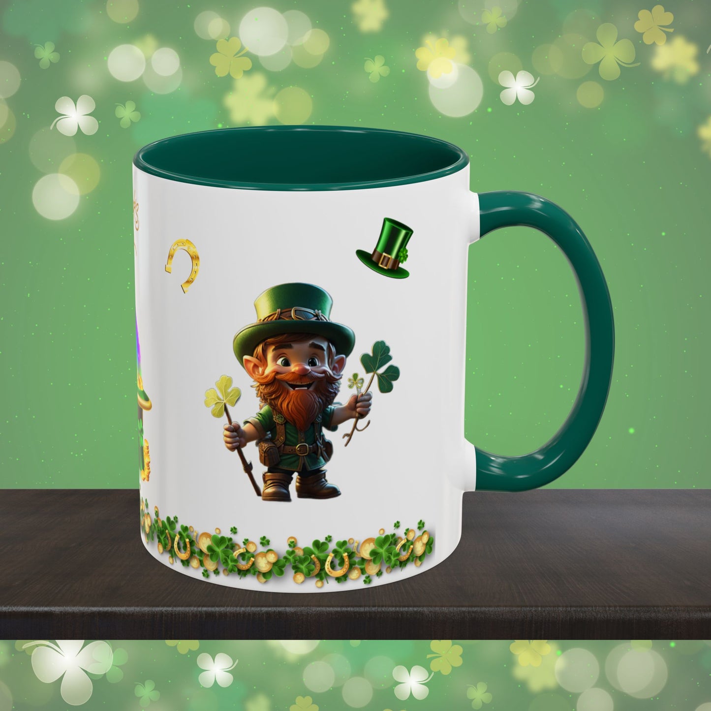 Lucky Leaf Labyrinth: St. Patrick's Day Two-Tone Coffee Mug - Festive Ceramic Mug for Positivity & Mindfulness