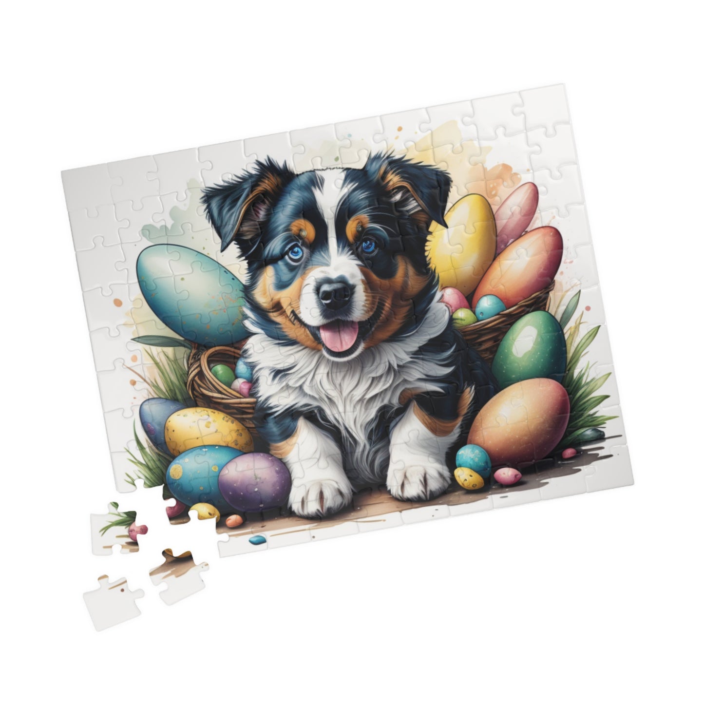 Australian Shepherd Easter Puppy Puzzle - Dog Lovers, Mental Health Benefits, Holiday Fun, Mindfulness, Stress Relief, Festive Gift