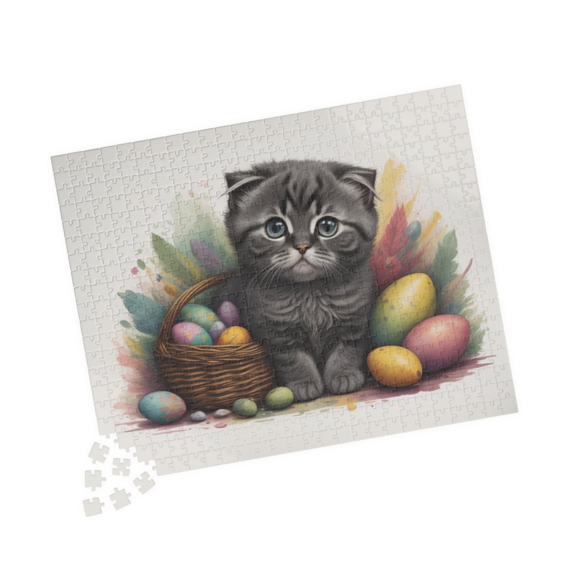Scottish Fold Easter Kitten Puzzle - Cat Lovers, Mental Health Benefits, Holiday Fun, Mindfulness, Stress Relief, Festive Gift