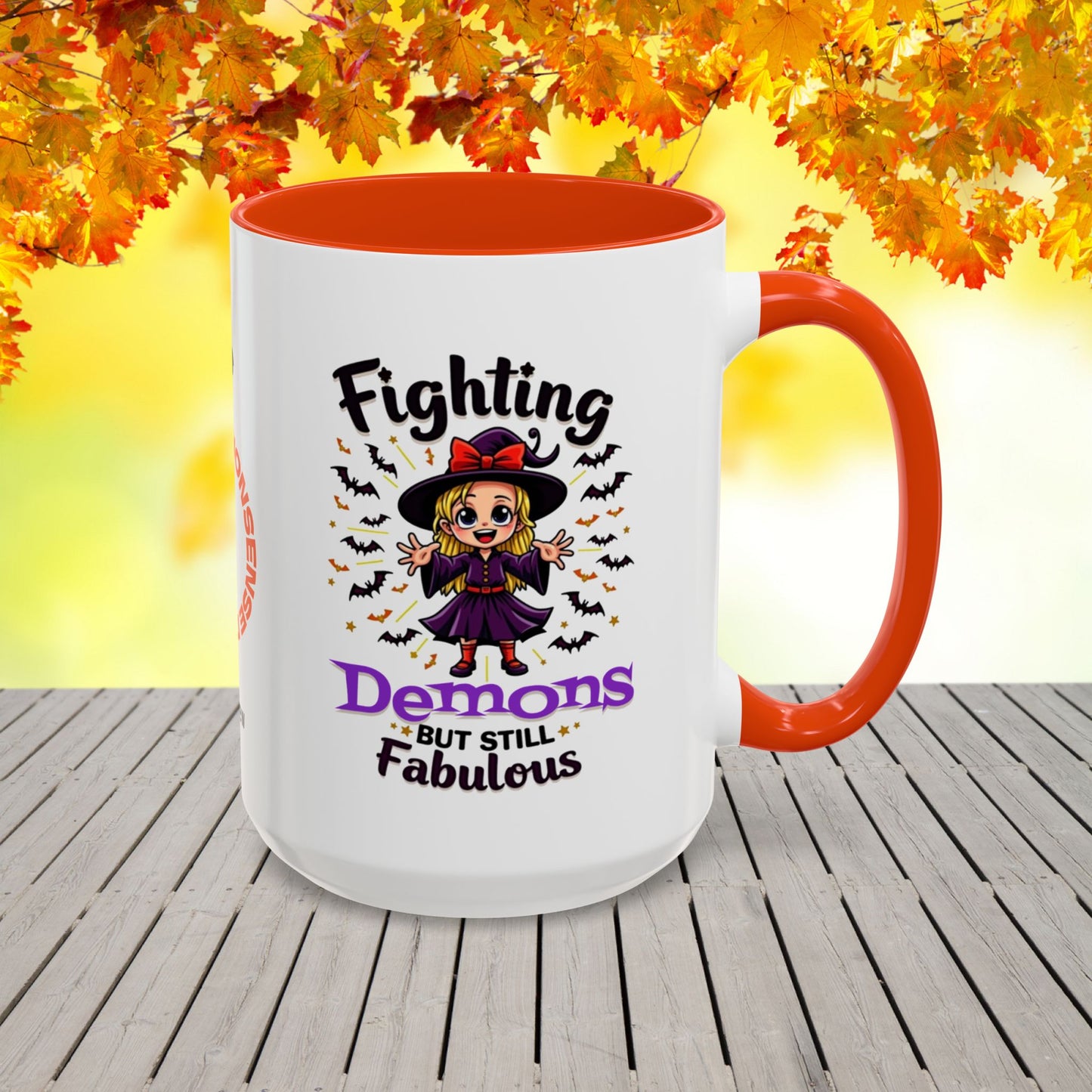 Fighting Demons But Still Fabulous Halloween Mug -personalized fall coffee cup for positivity