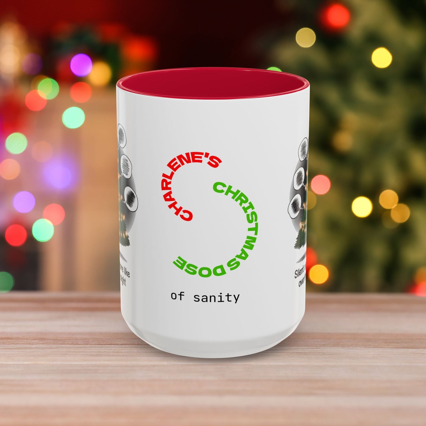 Silent Night? More Like Overthinking Night – Christmas Mug with Mental Health Design and Accent Color