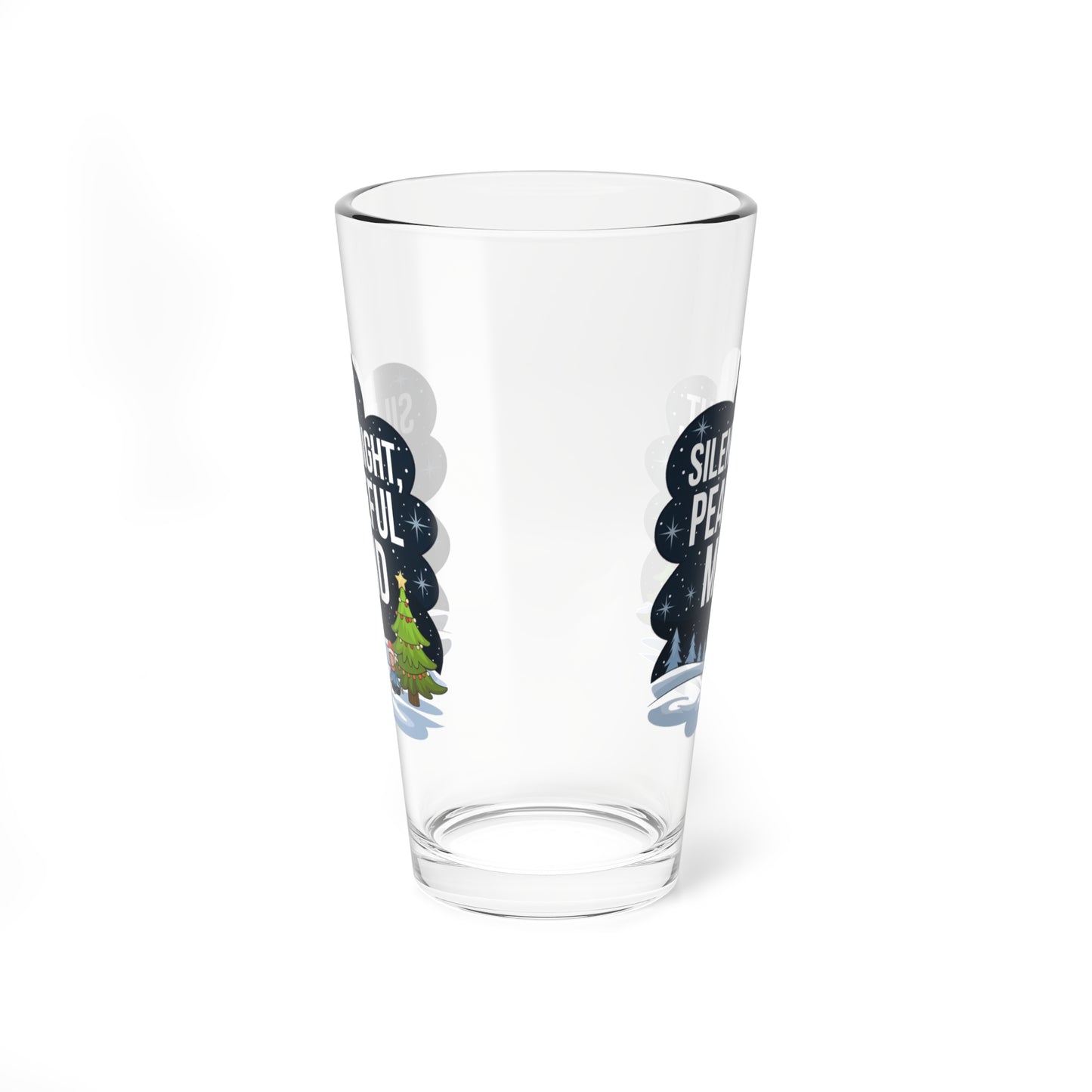 Silent Night, Peaceful Mind, Christmas Pint Glass, 16oz