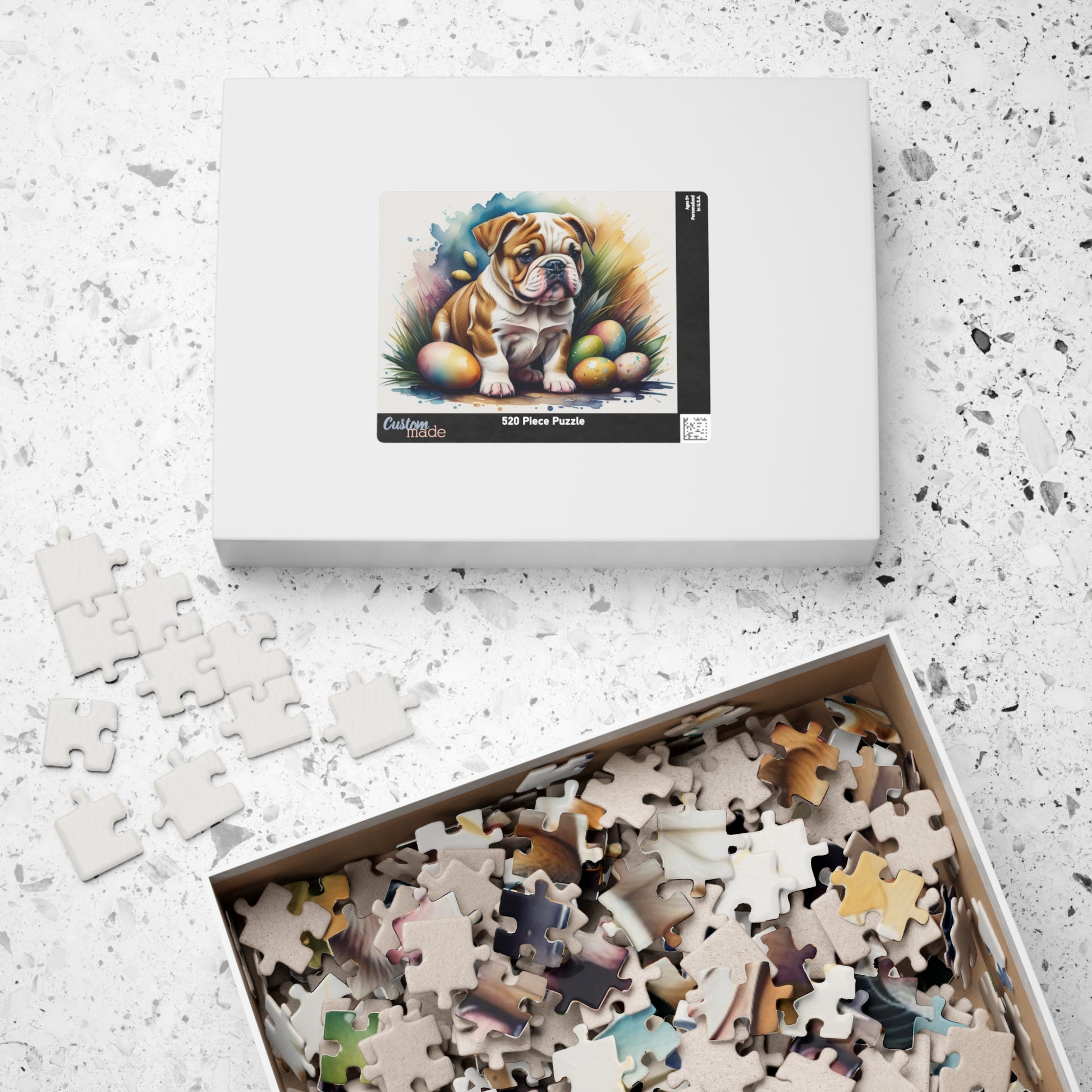 Bulldog Easter Puppy Puzzle - Dog Lovers, Mental Health Benefits, Holiday Fun, Mindfulness, Stress Relief, Festive Gift