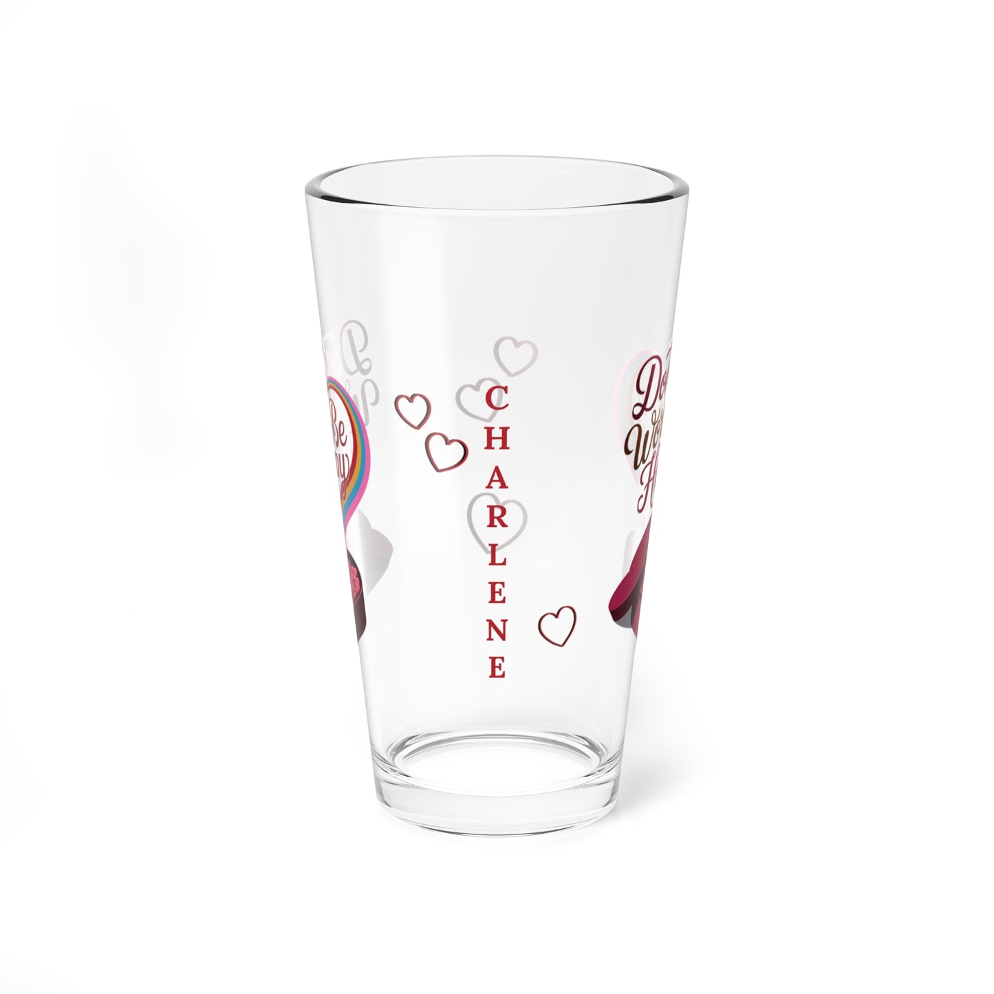 Don't Worry Be Happy: Personalized Valentine's Day Affirmation Pint Glass – Valentine's Day Self-Care Gift, Mindful Positivity Drinkware