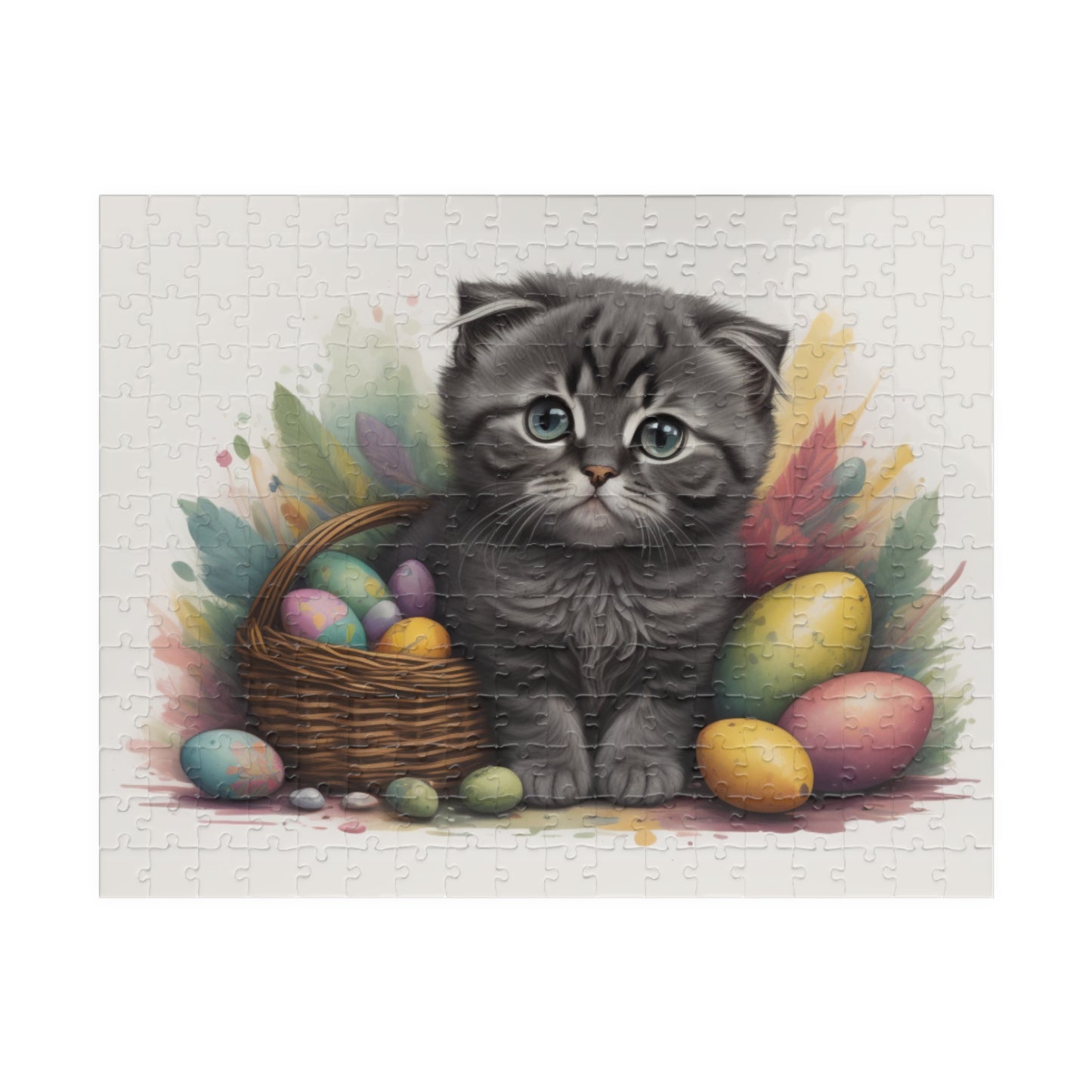 Scottish Fold Easter Kitten Puzzle - Cat Lovers, Mental Health Benefits, Holiday Fun, Mindfulness, Stress Relief, Festive Gift